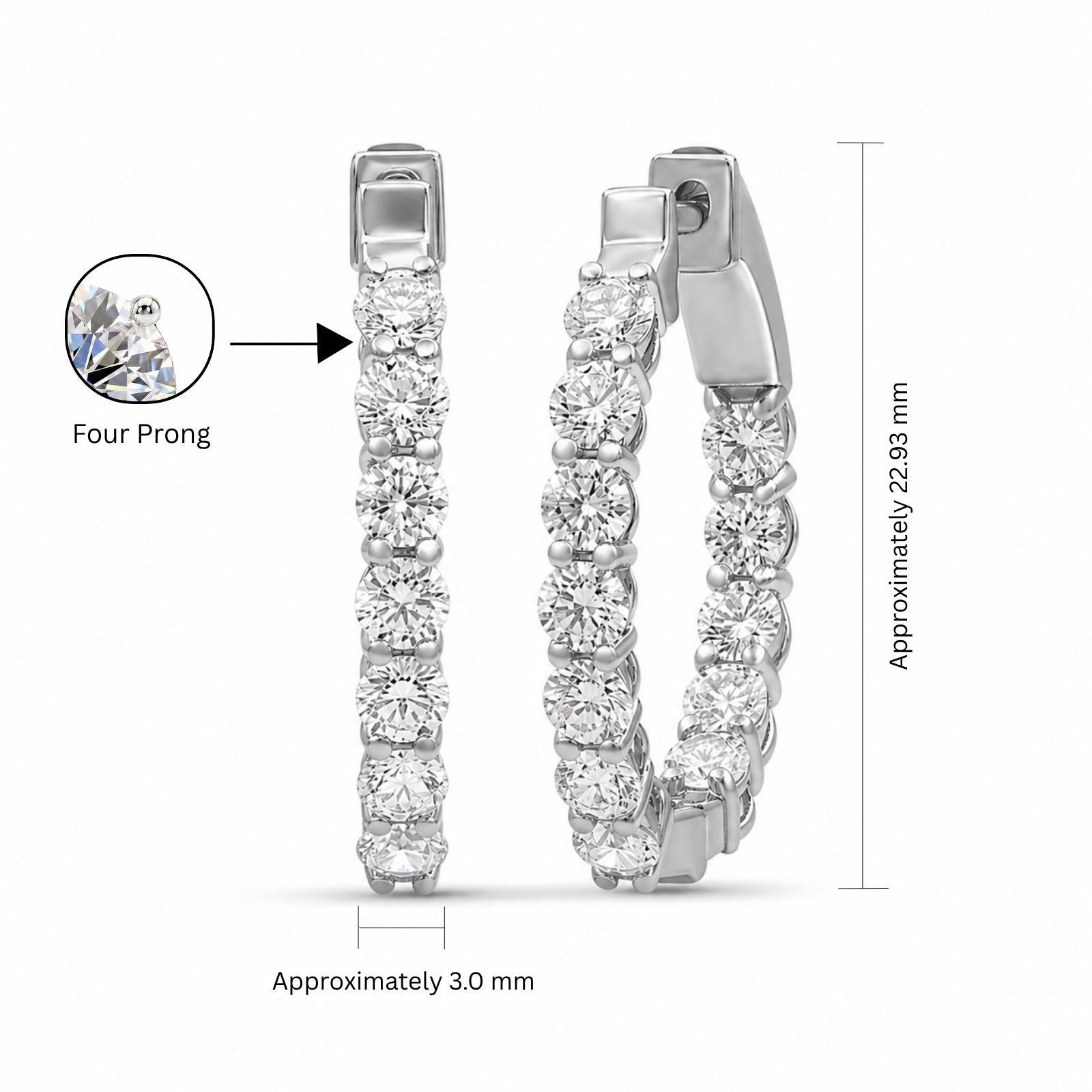 Venturant 1.00 - 3.00 Carat T.W. Round-cut Lab Grown Diamond (F/VS+) 14K Gold Hoop Earrings