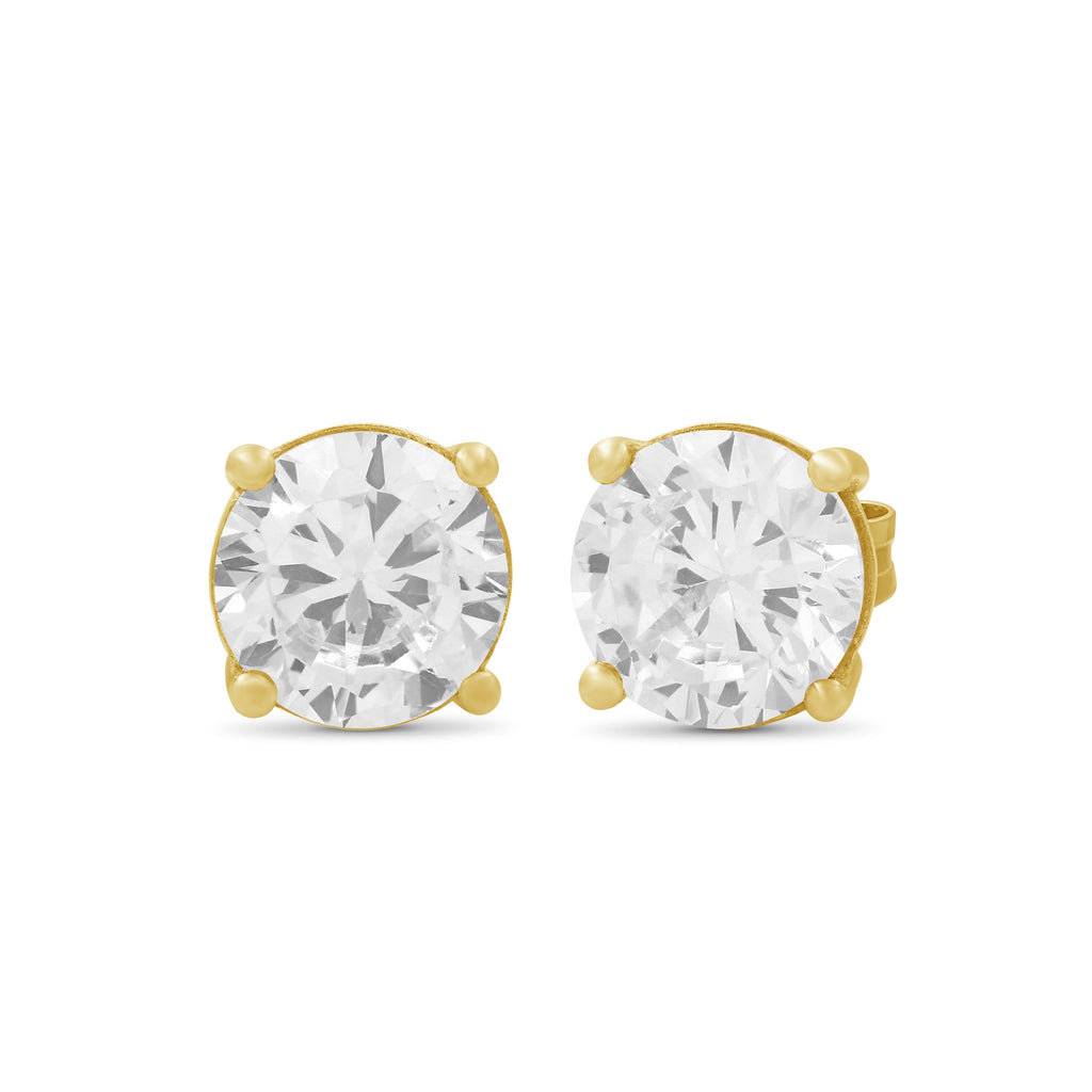 Venturant 7.00 - 12.00 Carat T.W. Round-cut Lab Grown Diamond (F/VS+) Stud Earrings with Double Notch Post & Screwback