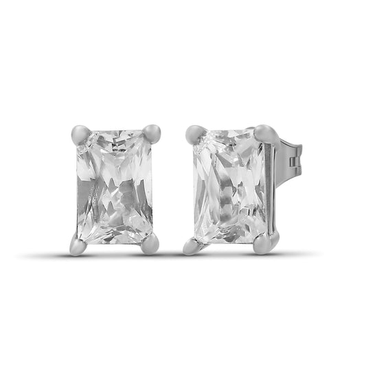 1.00 - 3.00 Carat T.W. Emerald-cut Lab Grown Diamond (F/VS+) Stud Earrings with Double Notch Post & Pushback