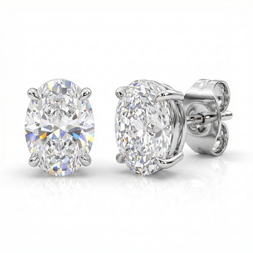 Venturant 1.00 - 3.00 Carat T.W. Oval-cut Lab Grown Diamond (F/VS+) Stud Earrings with Double Notch Post & Pushback