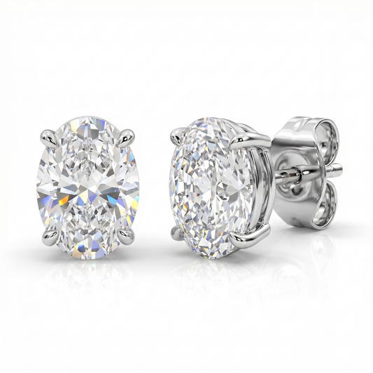 1.00 - 3.00 Carat T.W. Oval-cut Lab Grown Diamond (F/VS+) Stud Earrings with Double Notch Post & Pushback