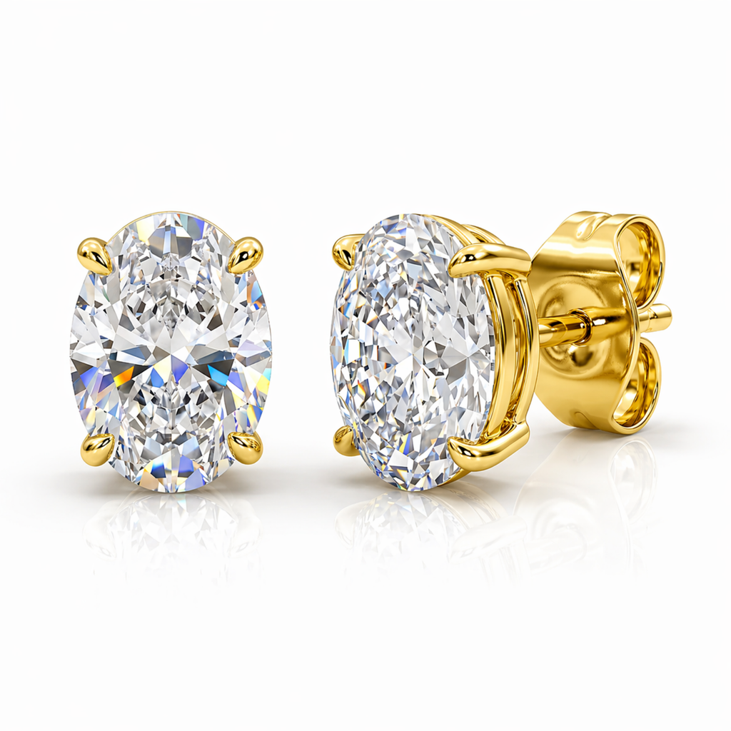 Venturant 1.00 - 3.00 Carat T.W. Oval-cut Lab Grown Diamond (F/VS+) Stud Earrings with Double Notch Post & Pushback