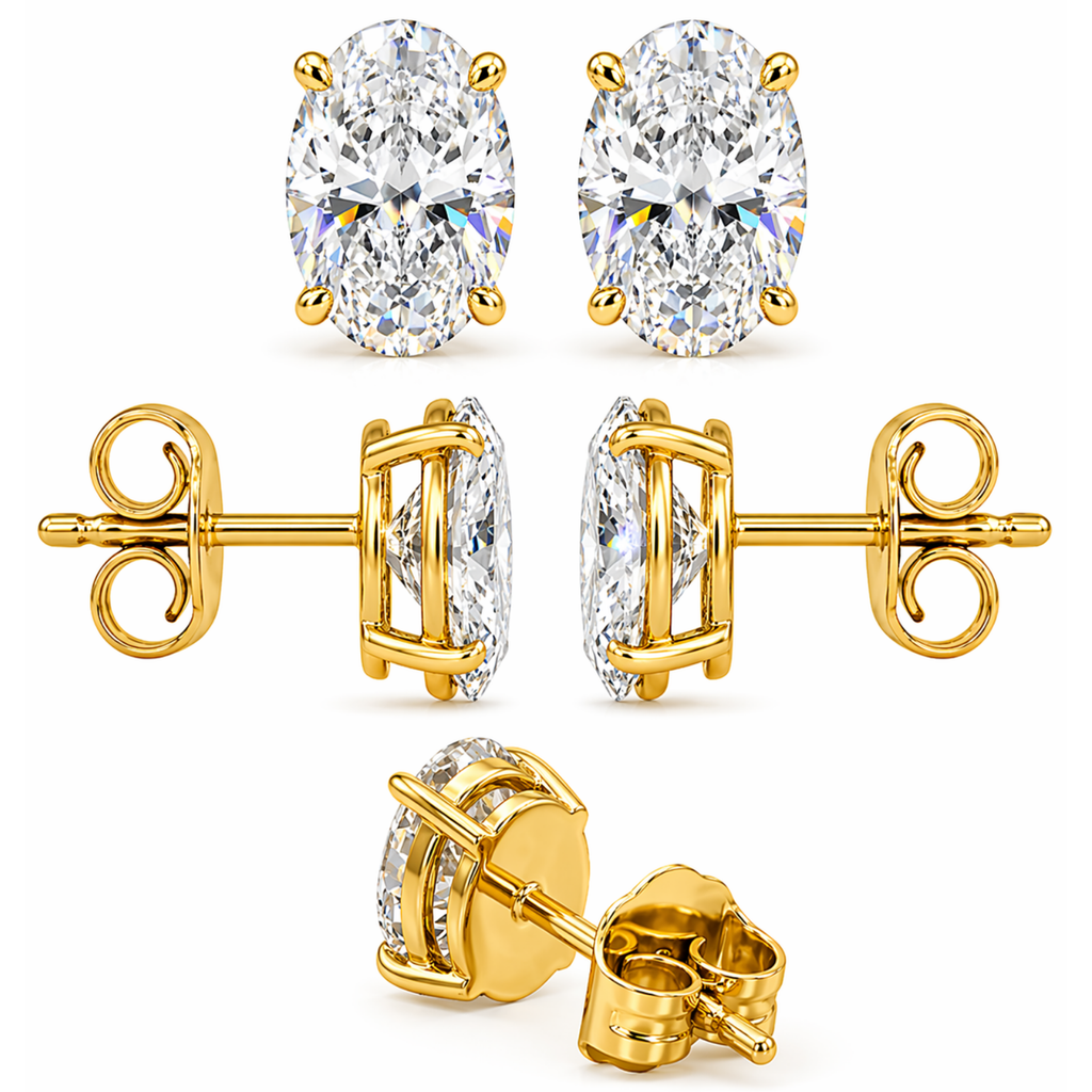 Venturant 1.00 - 3.00 Carat T.W. Oval-cut Lab Grown Diamond (F/VS+) Stud Earrings with Double Notch Post & Pushback