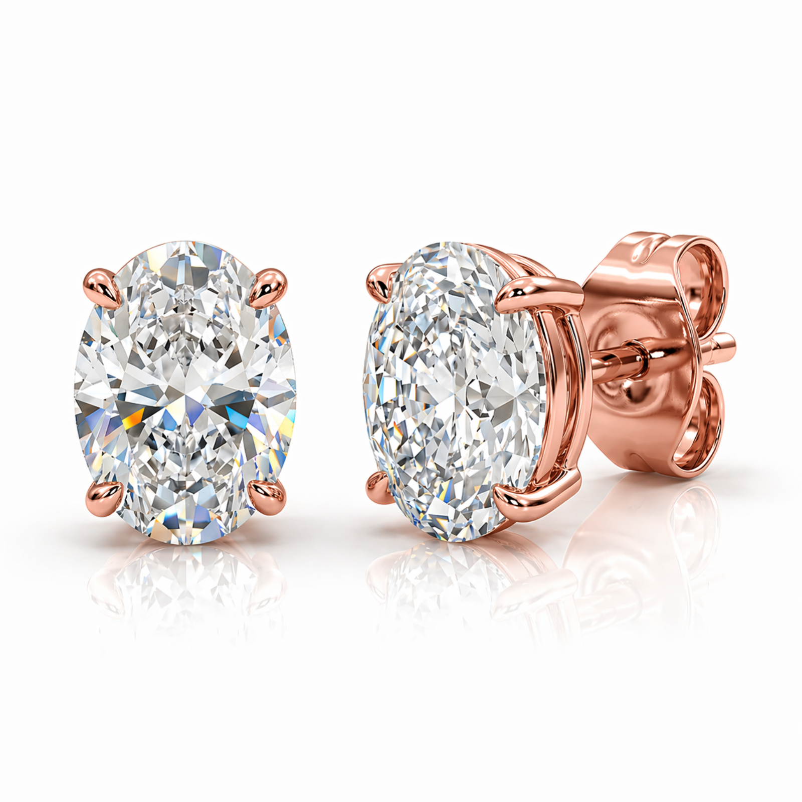 Venturant 1.00 - 3.00 Carat T.W. Oval-cut Lab Grown Diamond (F/VS+) Stud Earrings with Double Notch Post & Pushback