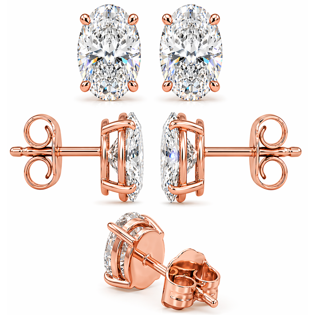 Venturant 1.00 - 3.00 Carat T.W. Oval-cut Lab Grown Diamond (F/VS+) Stud Earrings with Double Notch Post & Pushback