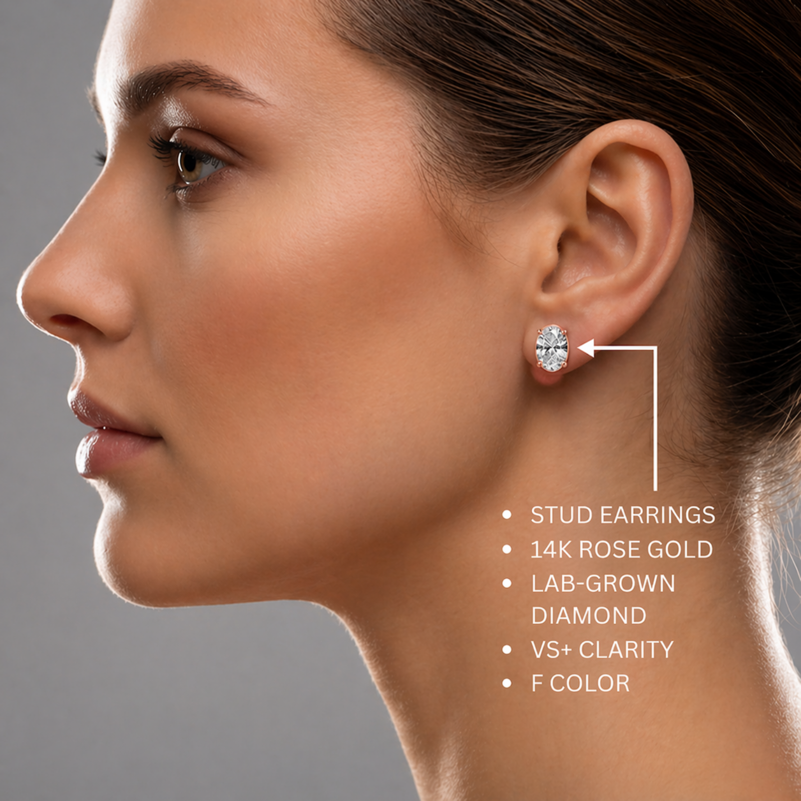 Venturant 1.00 - 3.00 Carat T.W. Oval-cut Lab Grown Diamond (F/VS+) Stud Earrings with Double Notch Post & Pushback