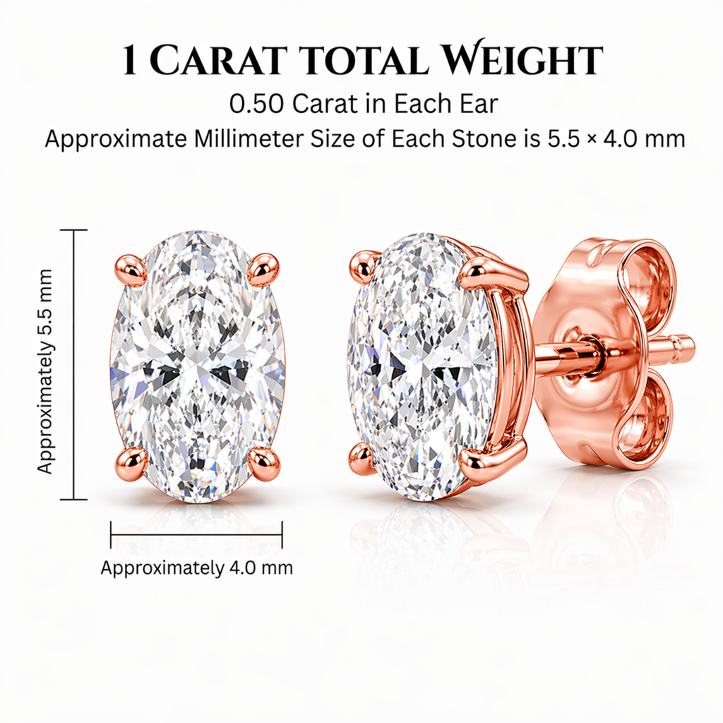 Venturant 1.00 - 3.00 Carat T.W. Oval-cut Lab Grown Diamond (F/VS+) Stud Earrings with Double Notch Post & Pushback