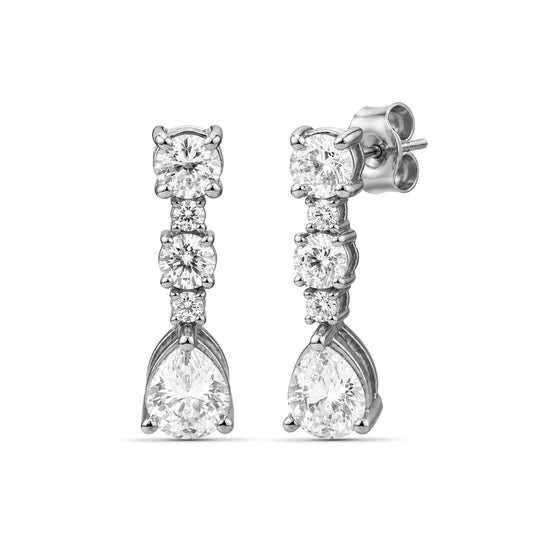Venturant Lab Grown Diamond (F/VS+) 1.00 carat Round cut Sterling Silver Drop Earrings - Sterling Silver