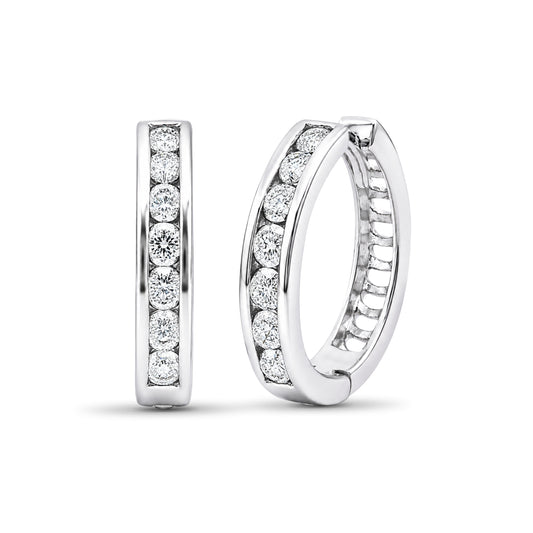 Venturant Lab Grown Diamond (F/VS+) 1.00 carat Round cut Sterling Silver Hoop Earrings - Sterling Silver | Gold over Silver
