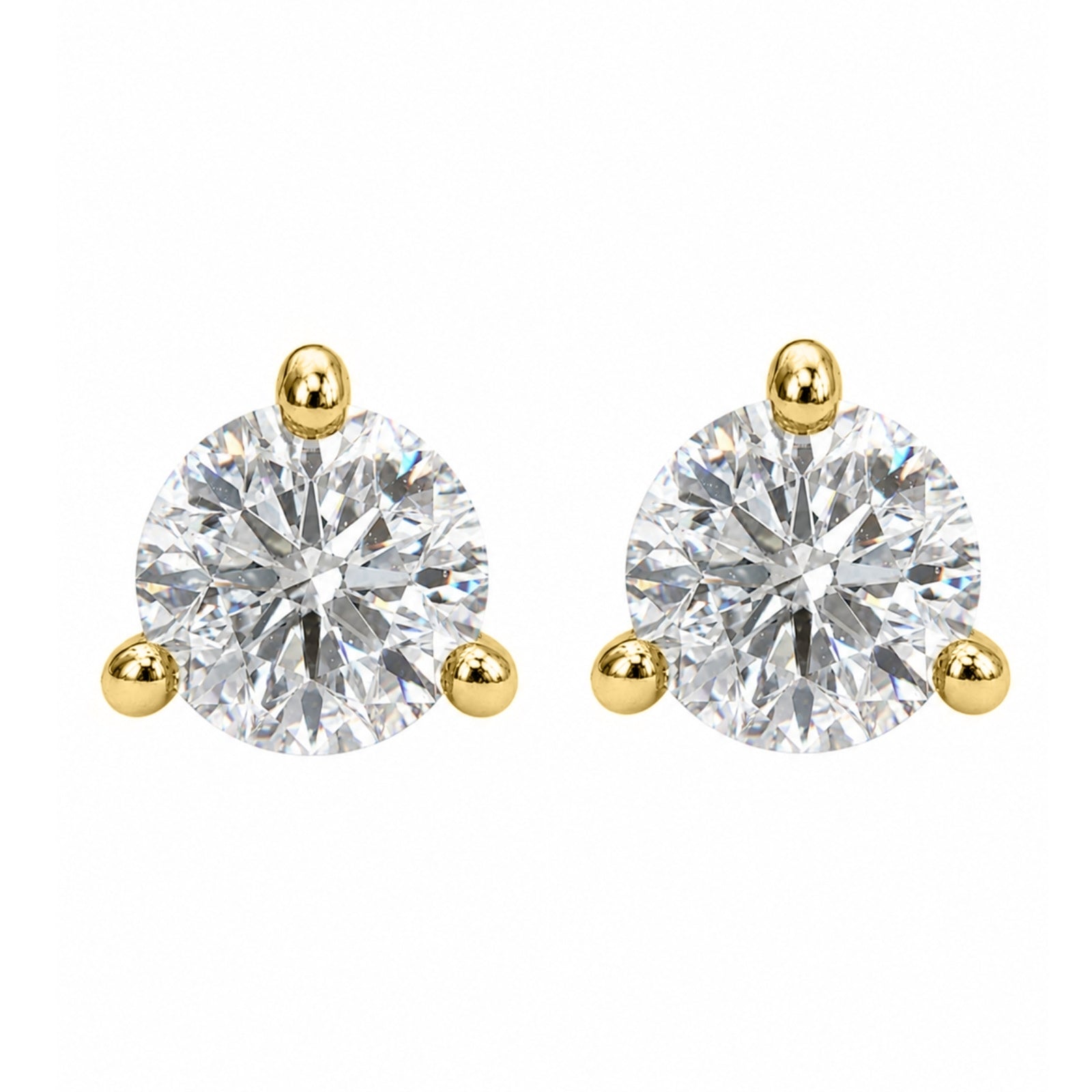 Venturant Lab Grown Diamond (F/VS+) 3/8 carat Round cut Gold over Silver Stud Earrings