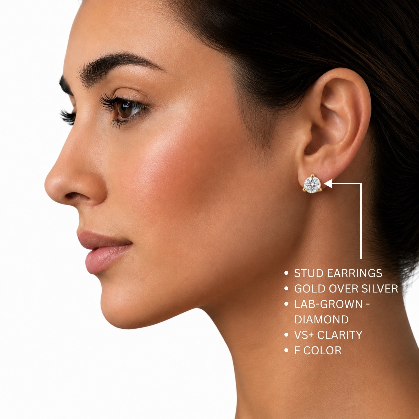 Venturant Lab Grown Diamond (F/VS+) 3/8 carat Round cut Gold over Silver Stud Earrings