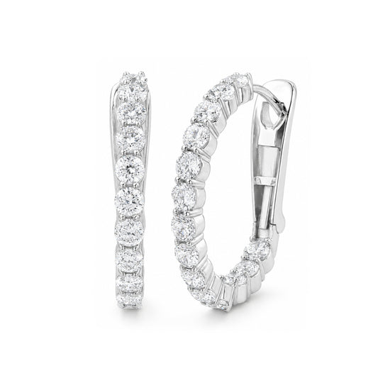 Venturant Lab Grown Diamond (F/VS+) 1.00 carat Round cut Sterling Silver Hoop Earrings - Sterling Silver