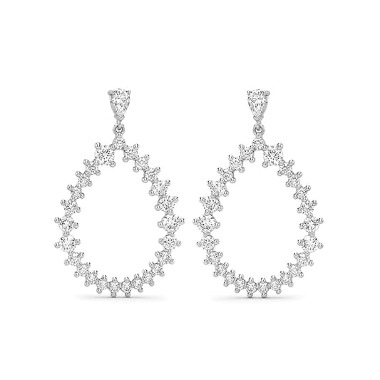 Venturant Lab Grown Diamond (F/VS+) 4.00 carat Round cut Sterling Silver Dangle Earrings - Sterling Silver