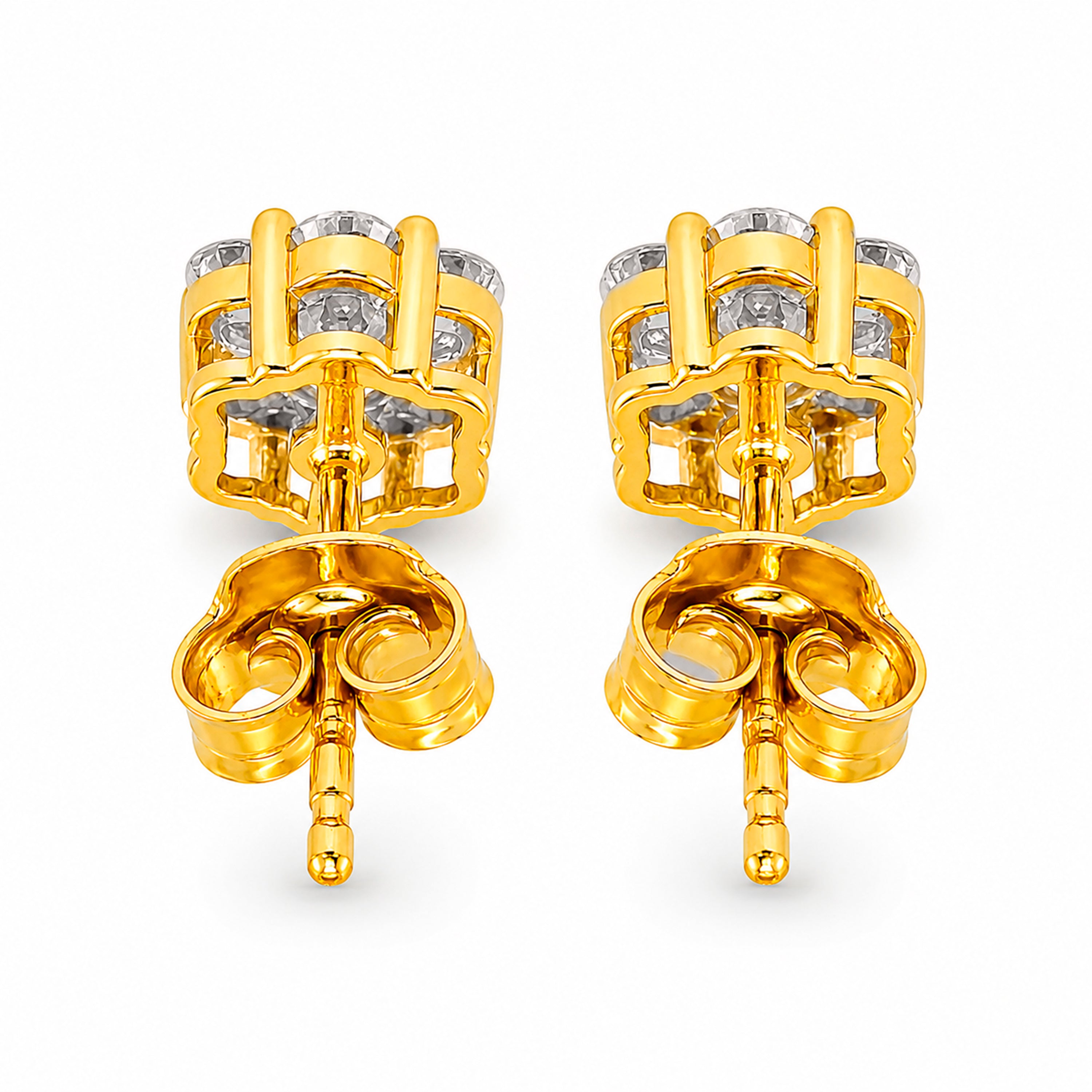 Venturant Lab Grown Diamond (F/VS+) 1.00 carat Round cut Sterling Silver Stud Earrings - Sterling Silver | Gold over Silver
