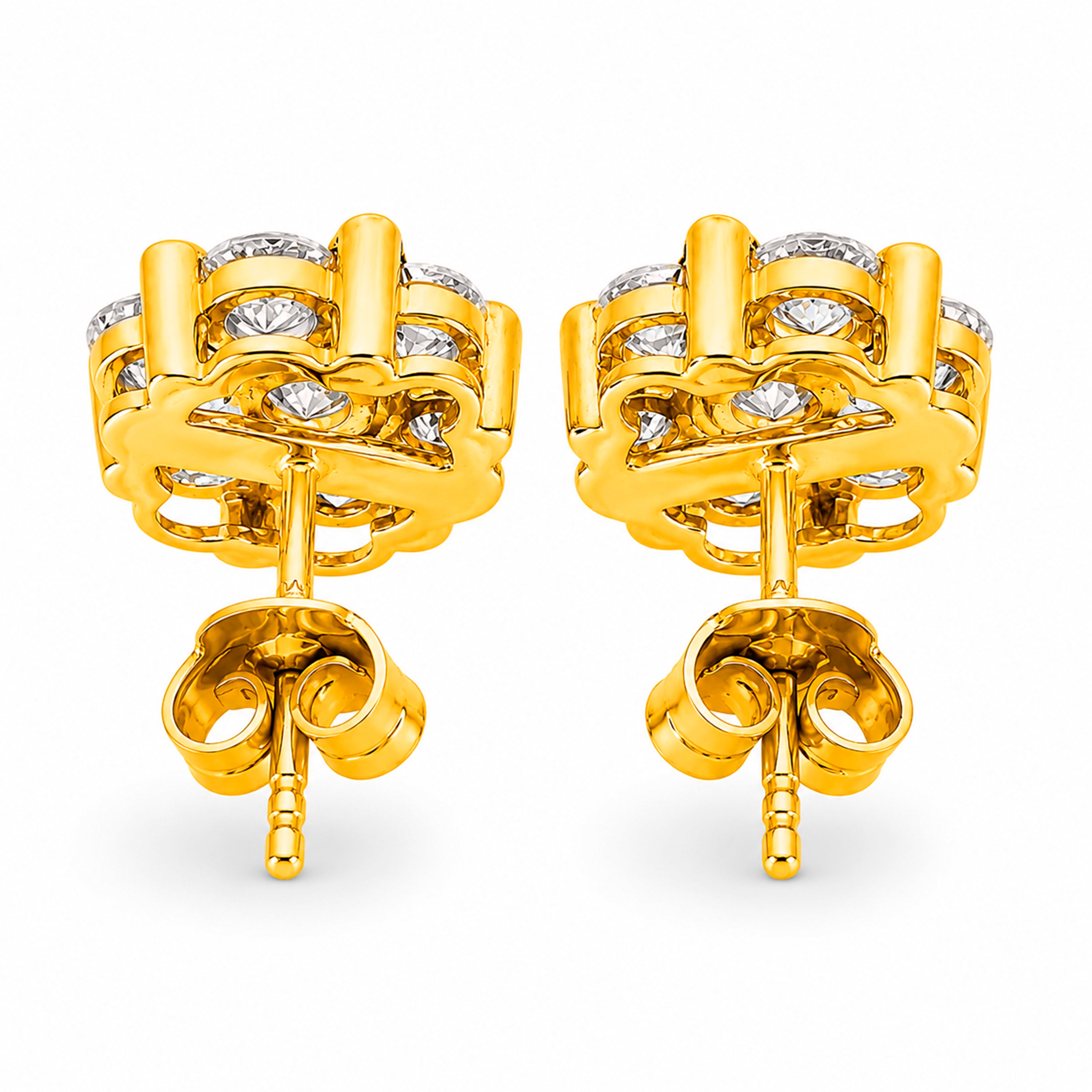 Venturant Lab Grown Diamond (F/VS+) 3.00 carat Round cut Sterling Silver Cluster Earrings - Sterling Silver | Gold over Silver