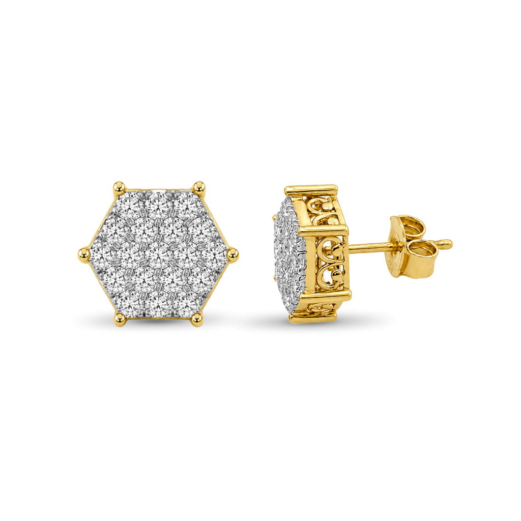 Venturant Lab Grown Diamond (F/VS+) 1.00 carat Round cut Sterling Silver Stud Earrings - Sterling Silver | Gold over Silver