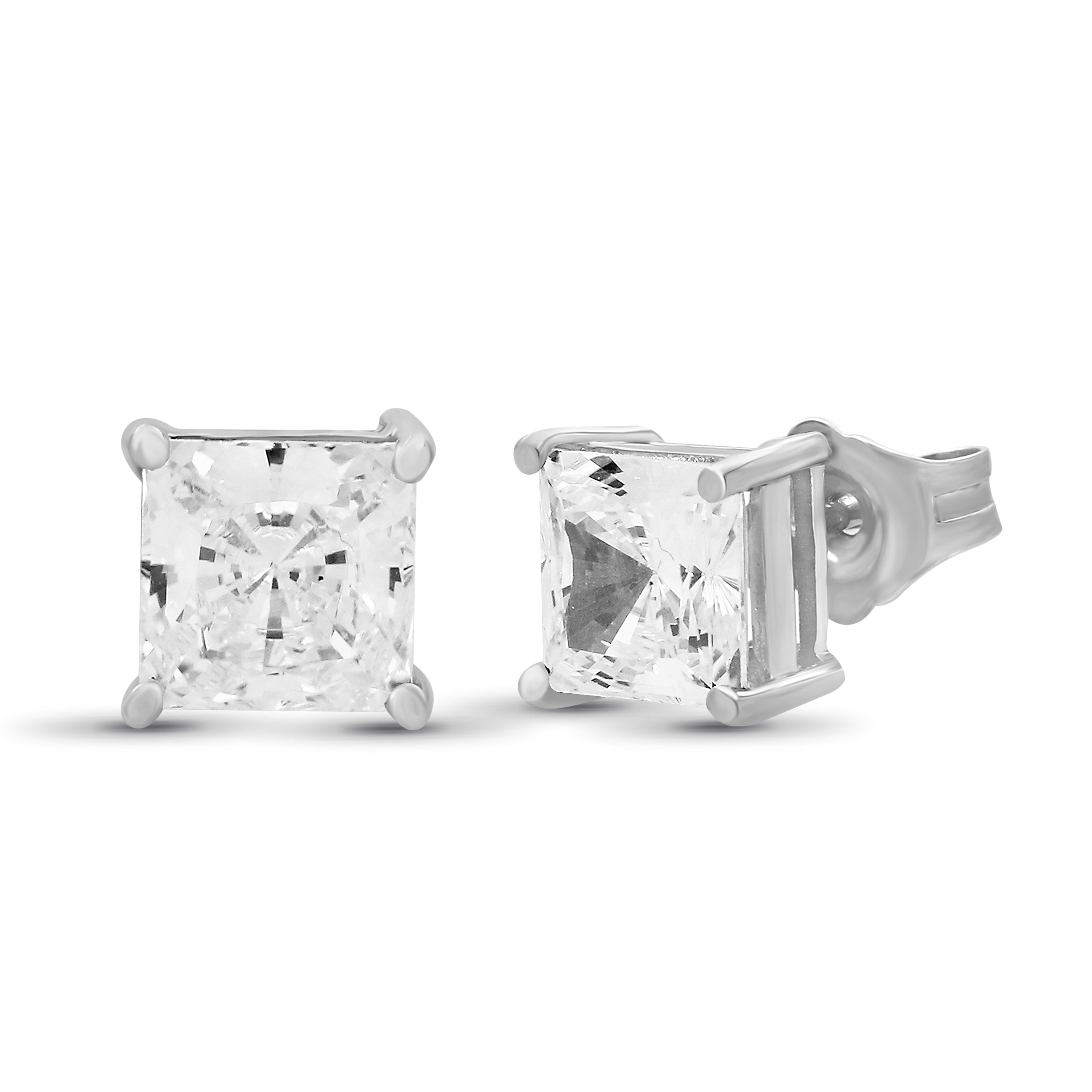 Venturant 1.00 - 2.00 Carat T.W. Princess-cut Lab Grown Diamond (F/VS+) Stud Earrings with Double Notch Post & Pushback