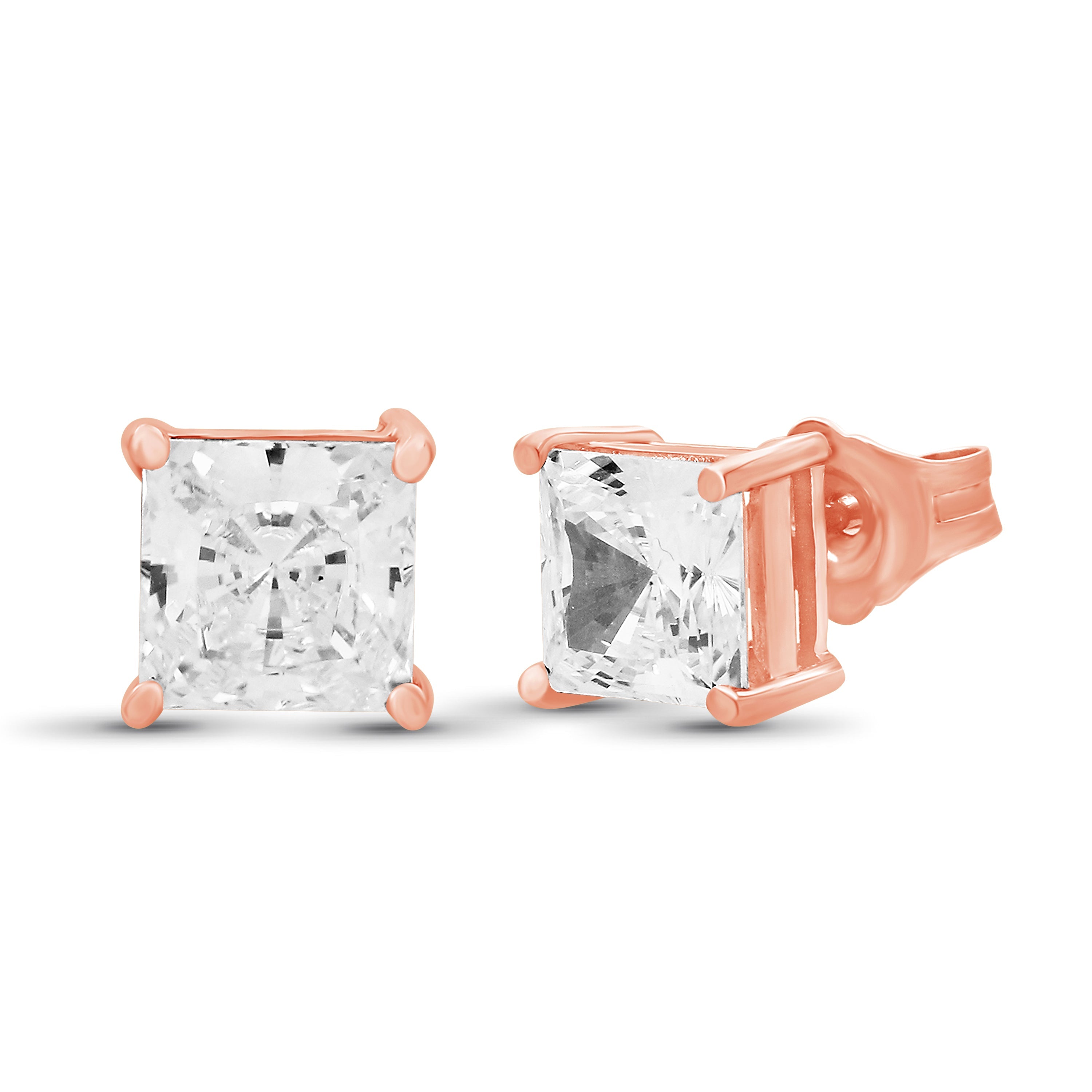Venturant 1.00 - 2.00 Carat T.W. Princess-cut Lab Grown Diamond (F/VS+) Stud Earrings with Double Notch Post & Pushback