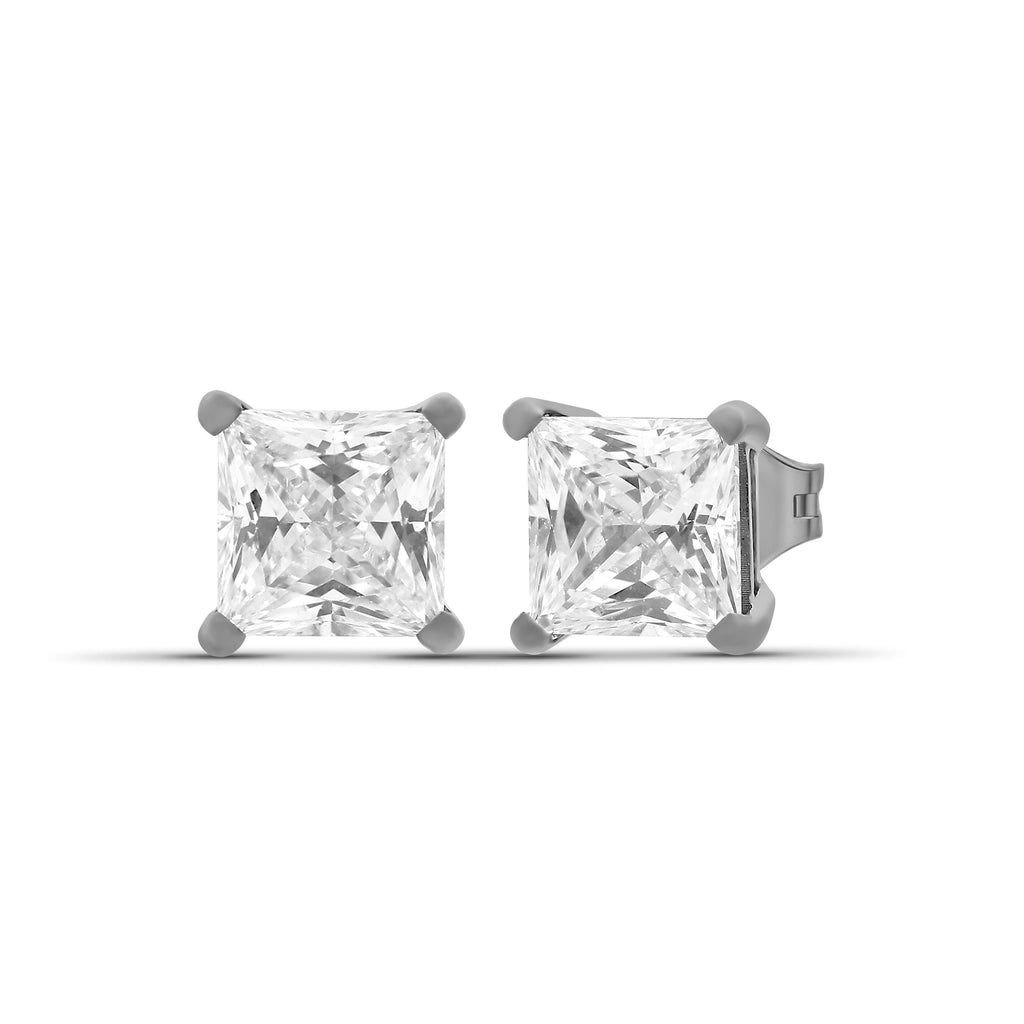 Venturant 1.00 - 2.00 Carat T.W. Princess-cut Lab Grown Diamond (F/VS+) Stud Earrings with Double Notch Post & Pushback