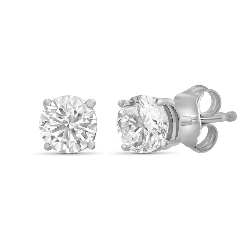 Venturant 0.25 - 2.00 Carat T.W. Round-cut Lab Grown Diamond (F/VS+) Stud Earrings with Double Notch Post & Pushback
