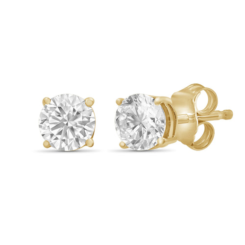Venturant 0.25 - 2.00 Carat T.W. Round-cut Lab Grown Diamond (F/VS+) Stud Earrings with Double Notch Post & Pushback