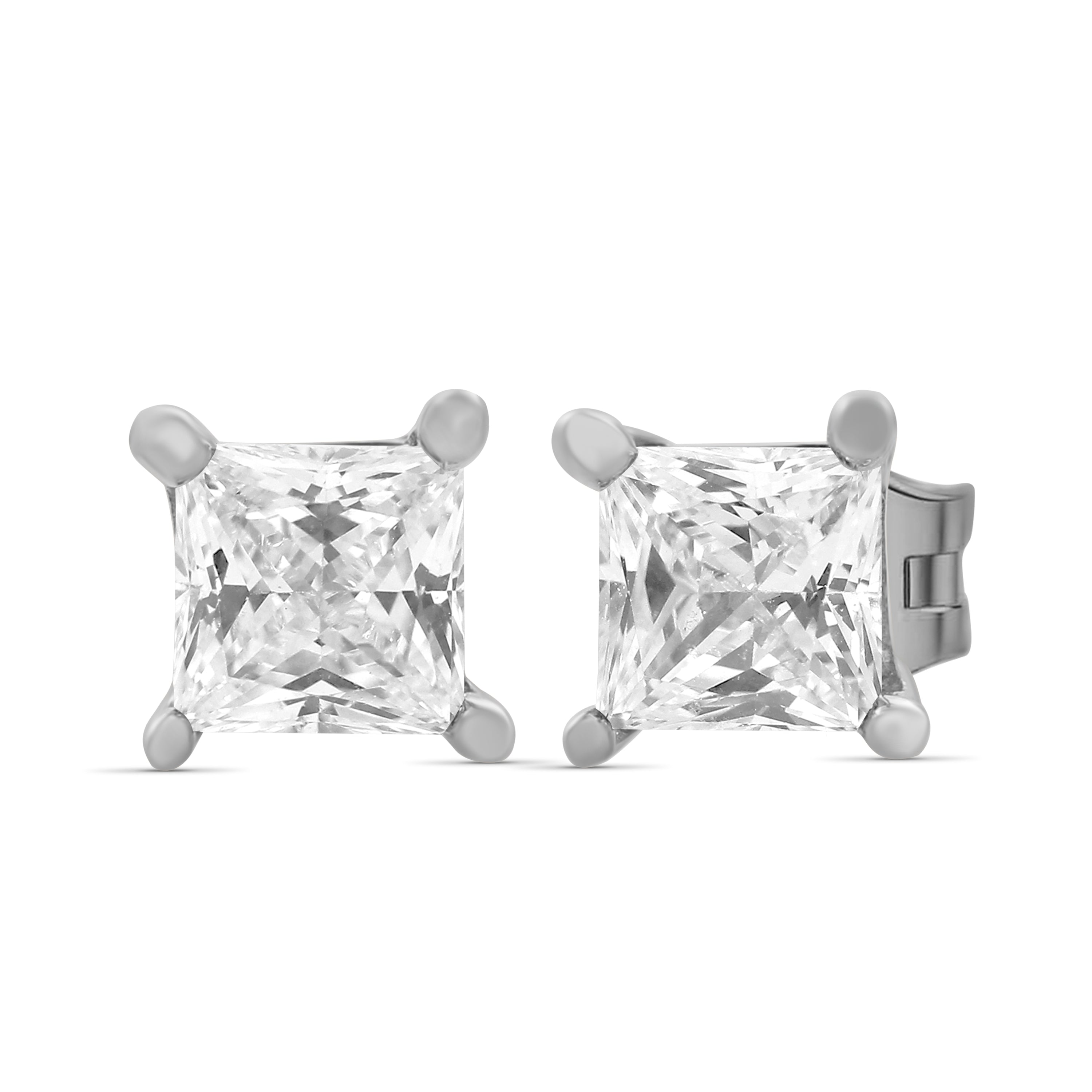 Venturant 1.00 - 2.00 Carat T.W. Princess-cut Lab Grown Diamond (F/VS+) Stud Earrings with Double Notch Post & Pushback