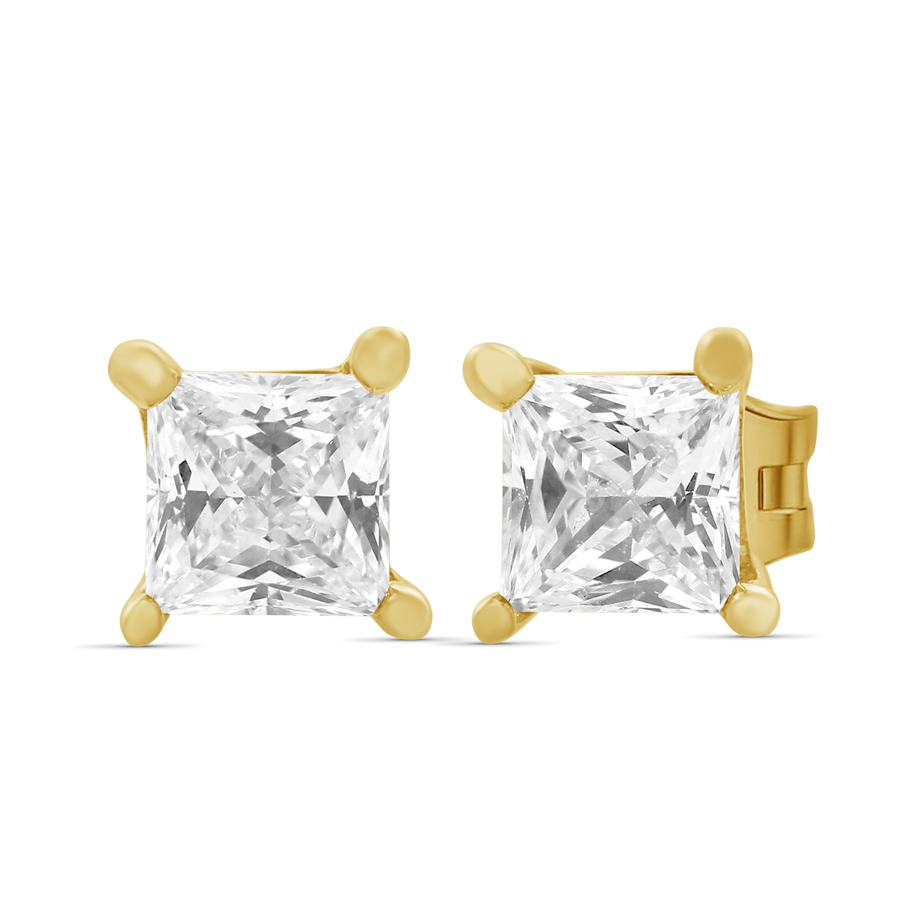 Venturant 1.00 - 2.00 Carat T.W. Princess-cut Lab Grown Diamond (F/VS+) Stud Earrings with Double Notch Post & Pushback
