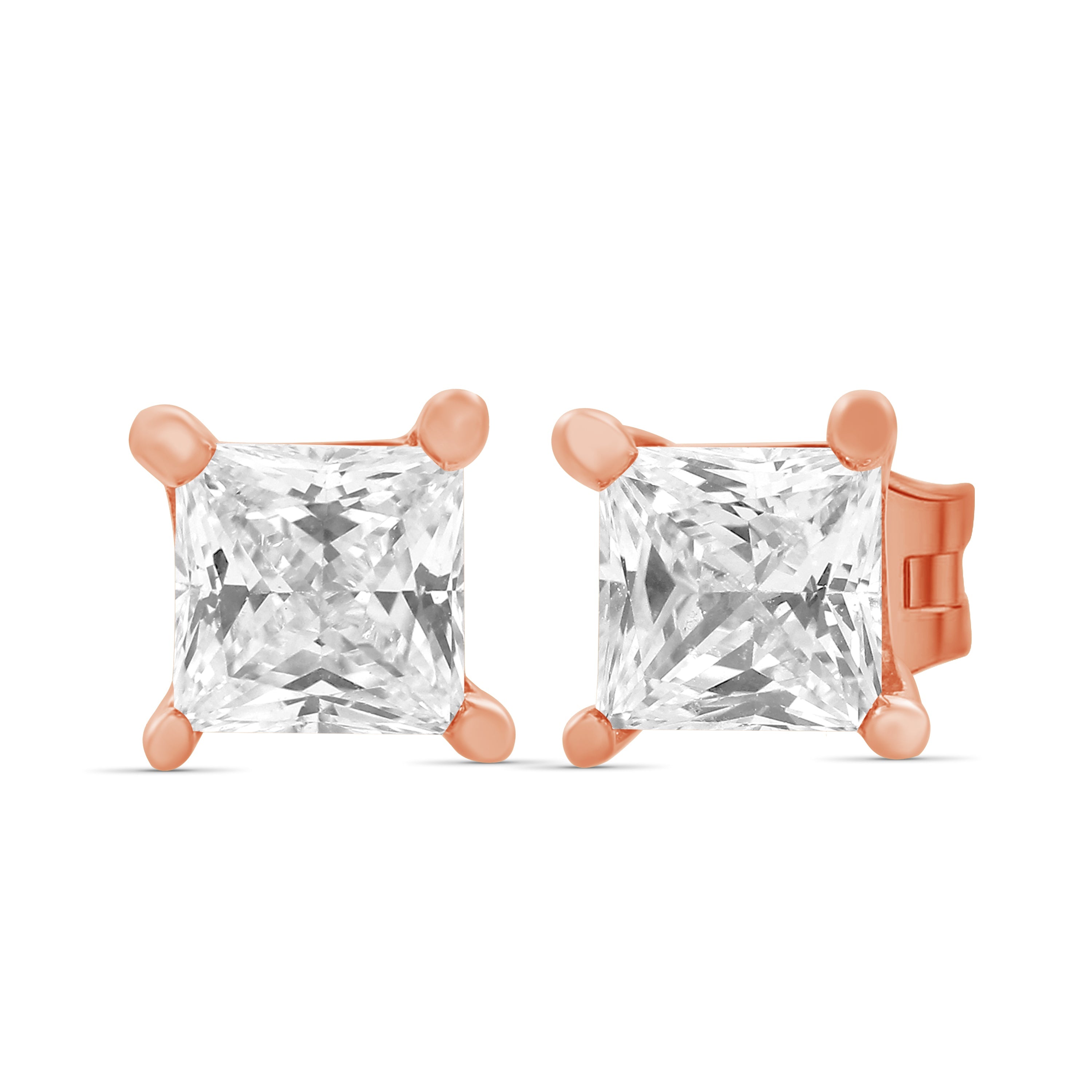 Venturant 1.00 - 2.00 Carat T.W. Princess-cut Lab Grown Diamond (F/VS+) Stud Earrings with Double Notch Post & Pushback