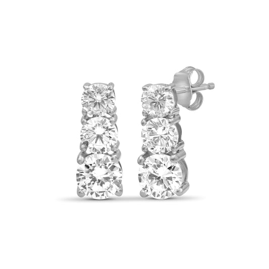 Venturant 2.00 Carat T.W. Round-cut Lab Grown Diamond (F/VS+) 14K Gold Drop Earrings with Double Notch Post & Pushback