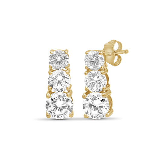 Venturant 2.00 Carat T.W. Round-cut Lab Grown Diamond (F/VS+) 14K Gold Drop Earrings with Double Notch Post & Pushback