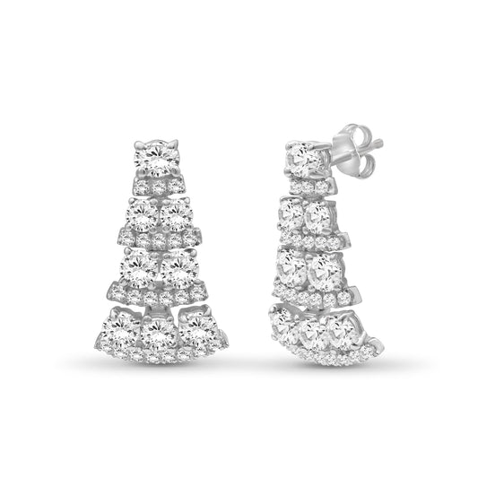 Venturant 3.00 Carat T.W. Oval/Round-cut Lab Grown Diamond (F/VS+) 14K Gold Drop Earrings with Double Notch Post & Pushback