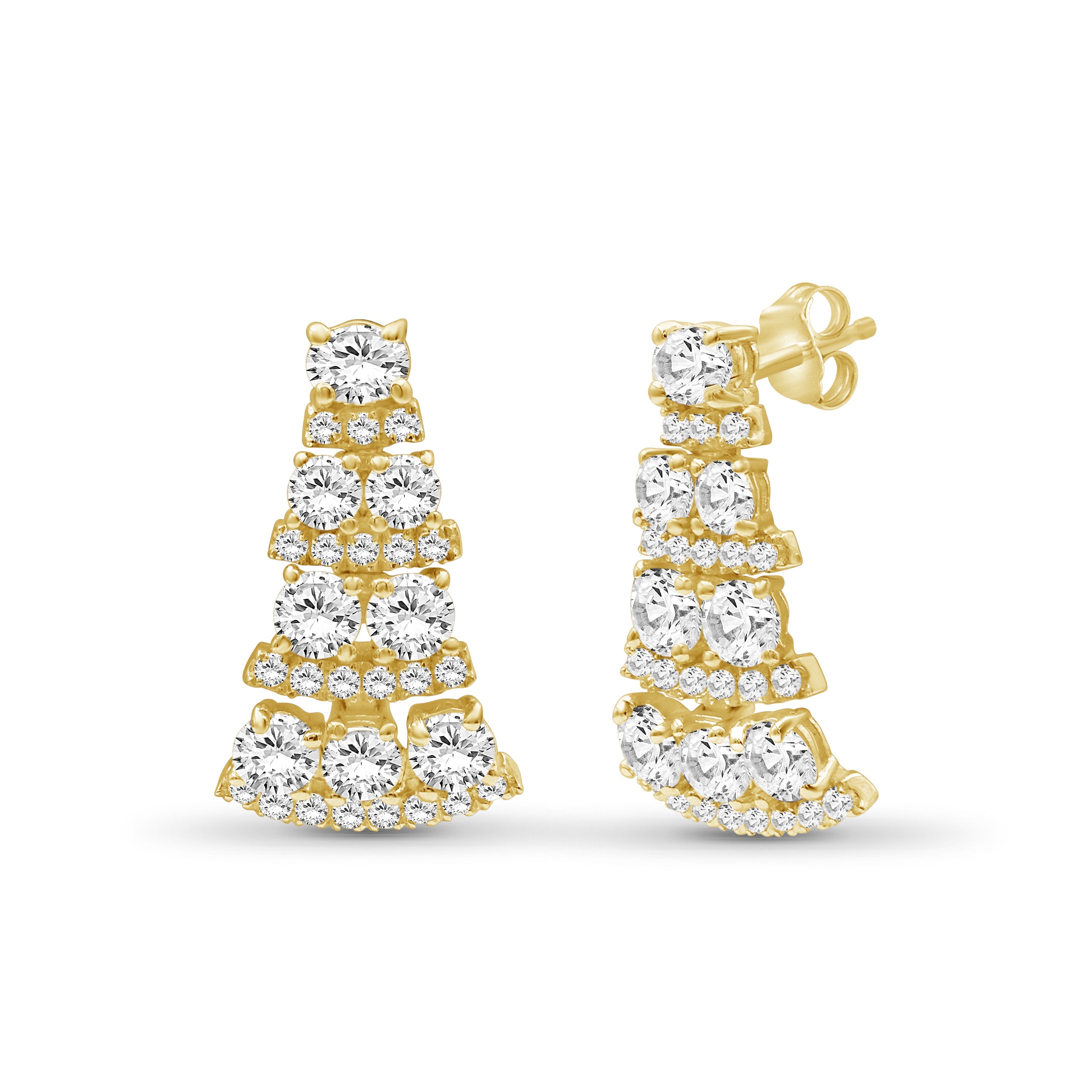 Venturant 3.00 Carat T.W. Oval/Round-cut Lab Grown Diamond (F/VS+) 14K Gold Drop Earrings with Double Notch Post & Pushback