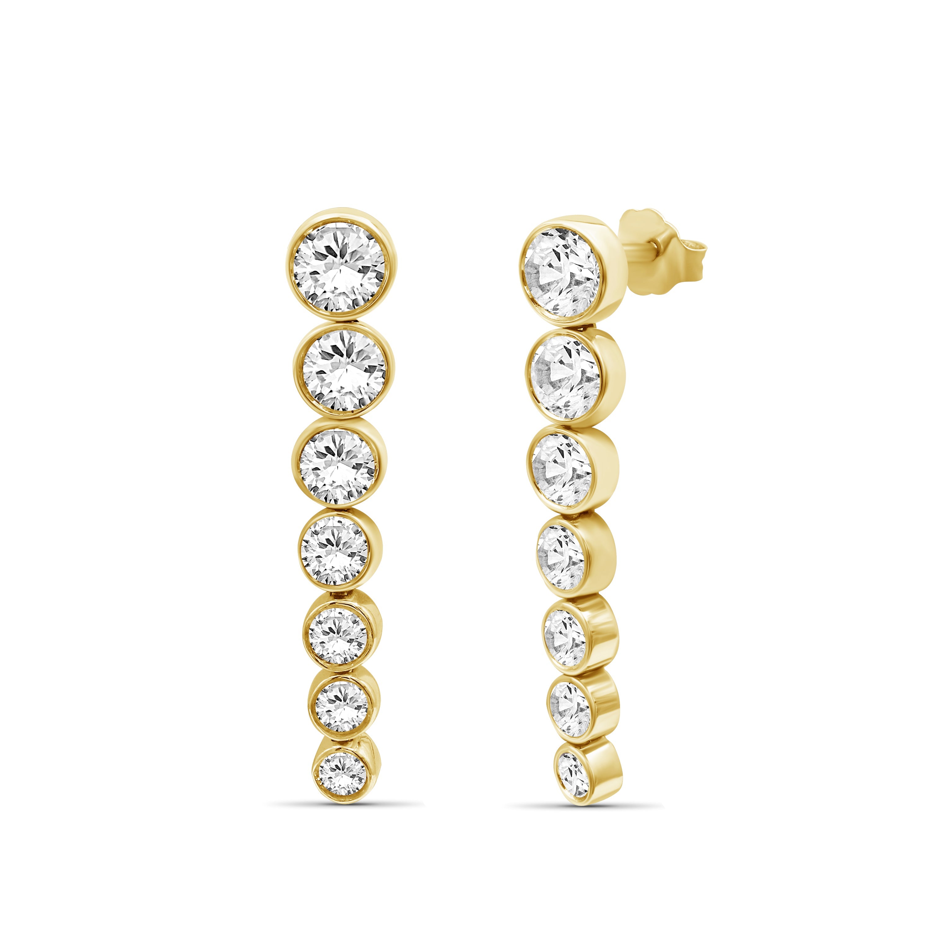 Venturant 2.00 Carat T.W. Round-cut Lab Grown Diamond (F/VS+) 14K Gold Drop Earrings with Double Notch Post & Pushback
