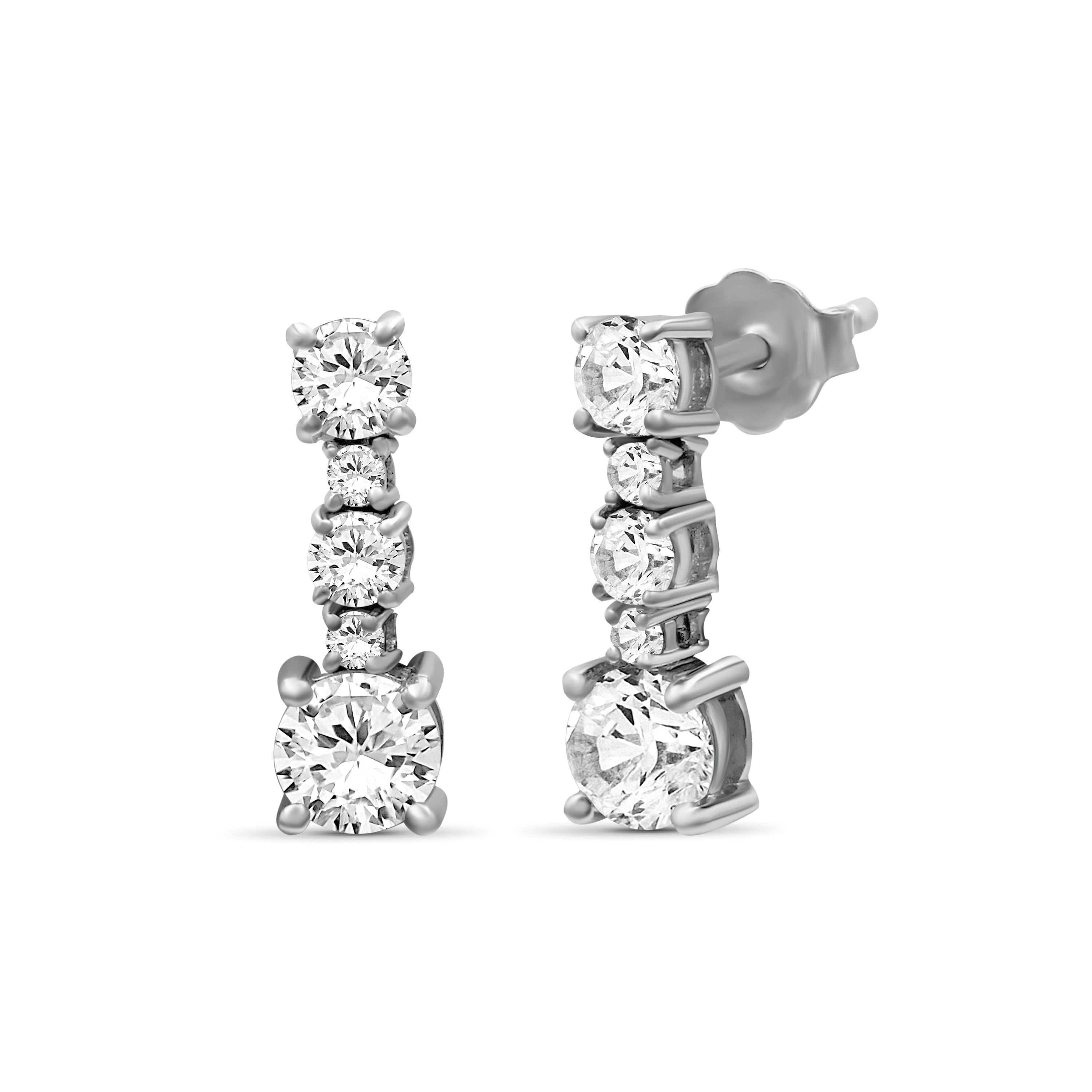 Venturant 1.00 Carat T.W. Round-cut Lab Grown Diamond (F/VS+) 14K Gold Drop Earrings with Double Notch Post & Pushback