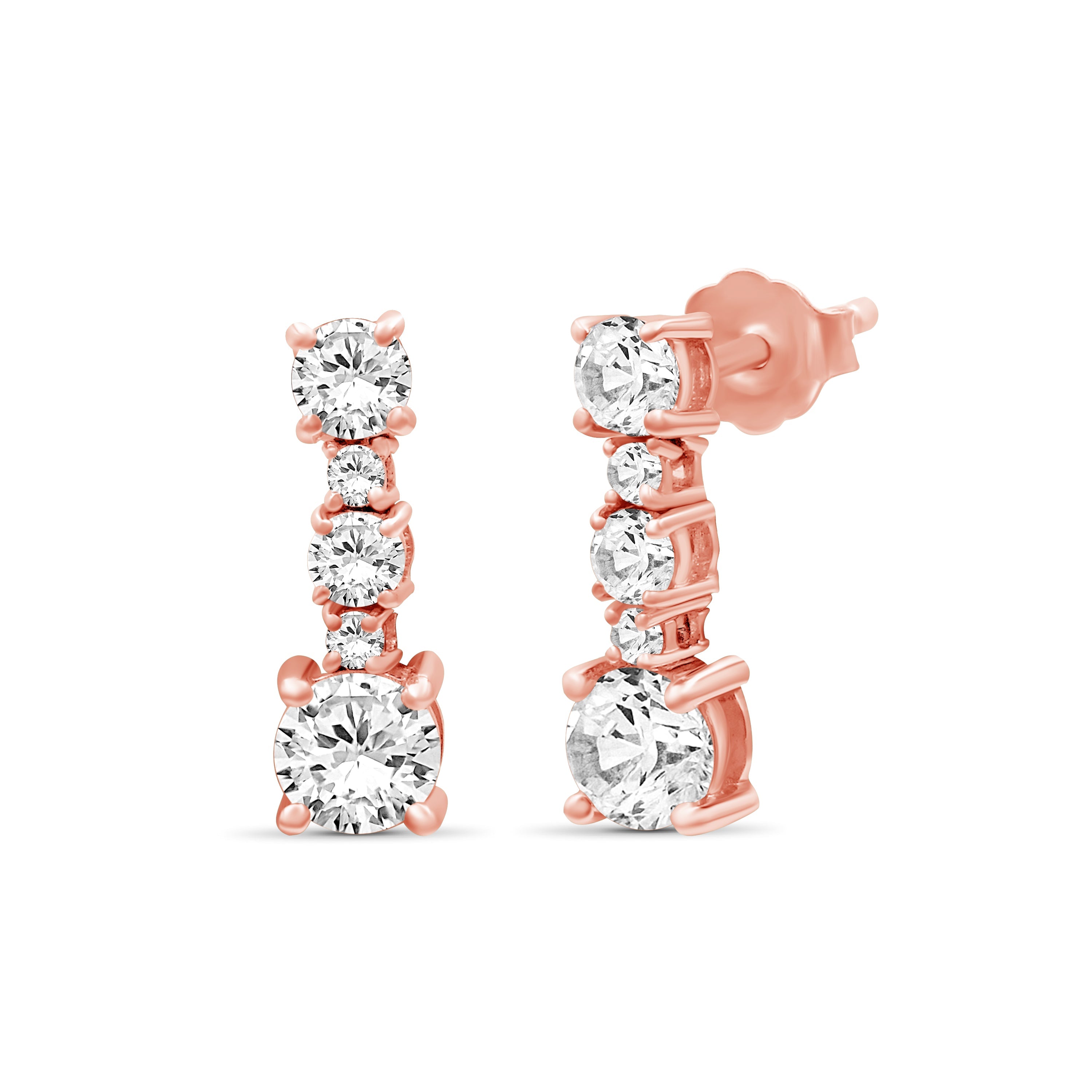 Venturant 1.00 Carat T.W. Round-cut Lab Grown Diamond (F/VS+) 14K Gold Drop Earrings with Double Notch Post & Pushback