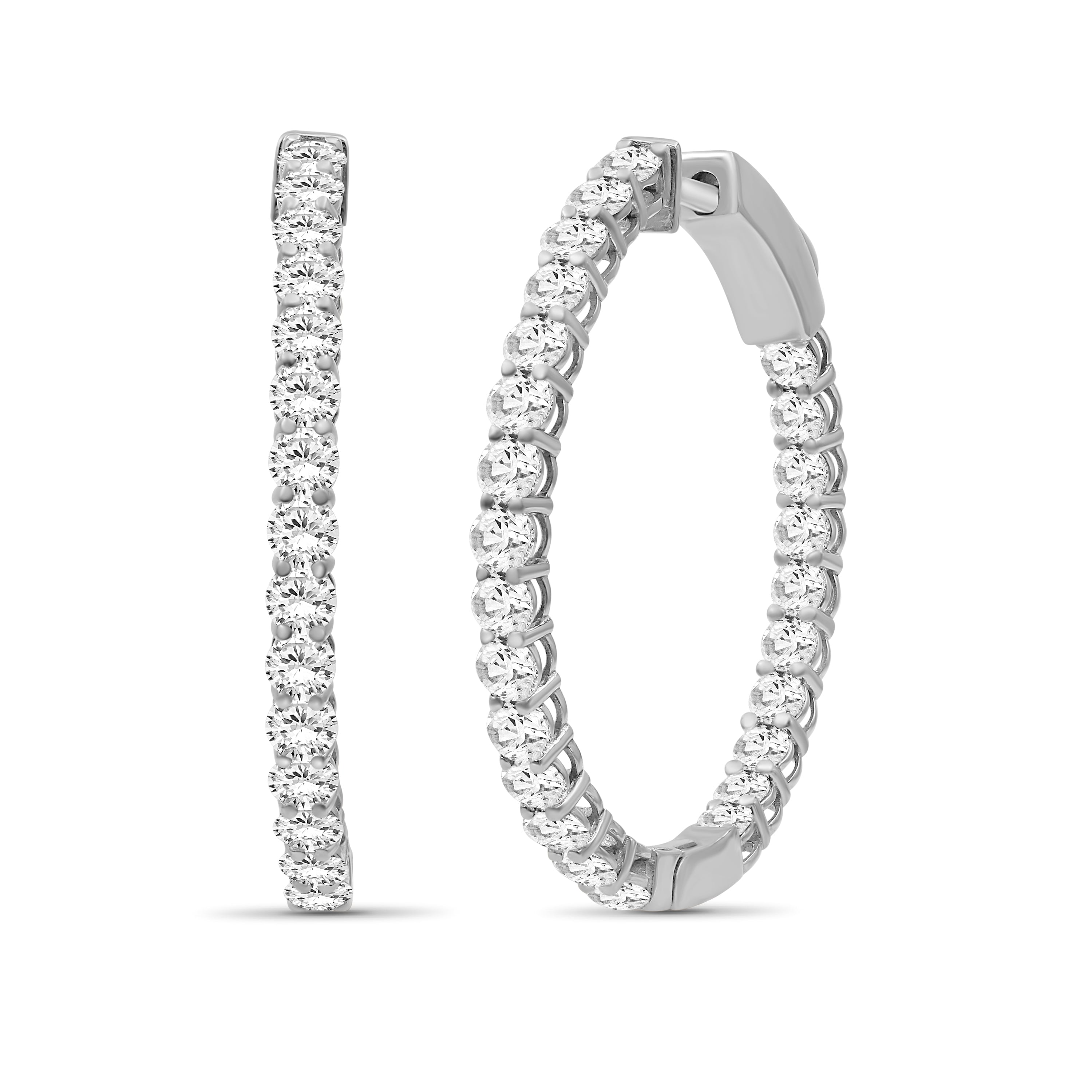 Venturant 5.00-10.00 Carat T.W. Round-cut Lab Grown Diamond (F/VS+) 14K Gold Hoop Earrings