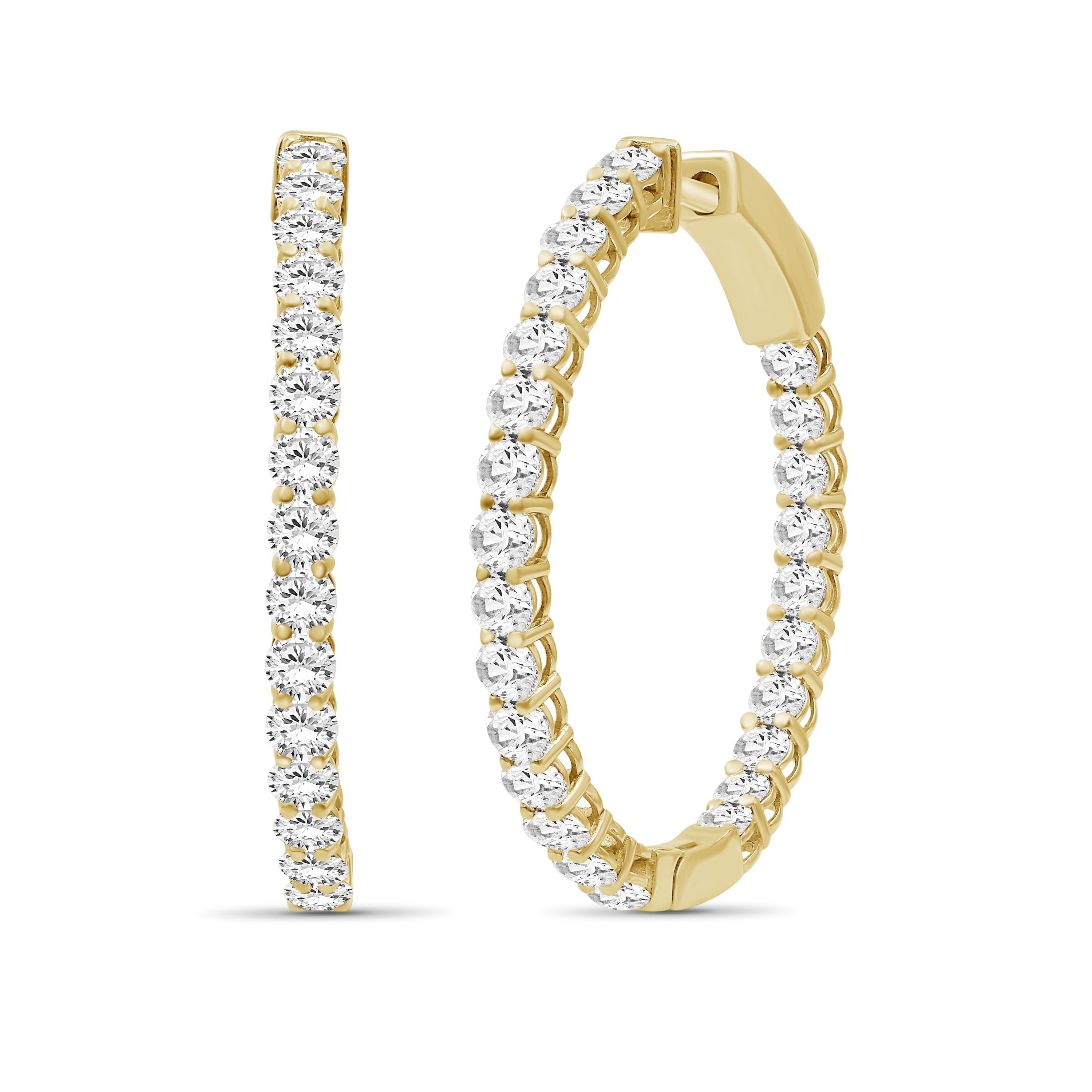 Venturant 5.00-10.00 Carat T.W. Round-cut Lab Grown Diamond (F/VS+) 14K Gold Hoop Earrings