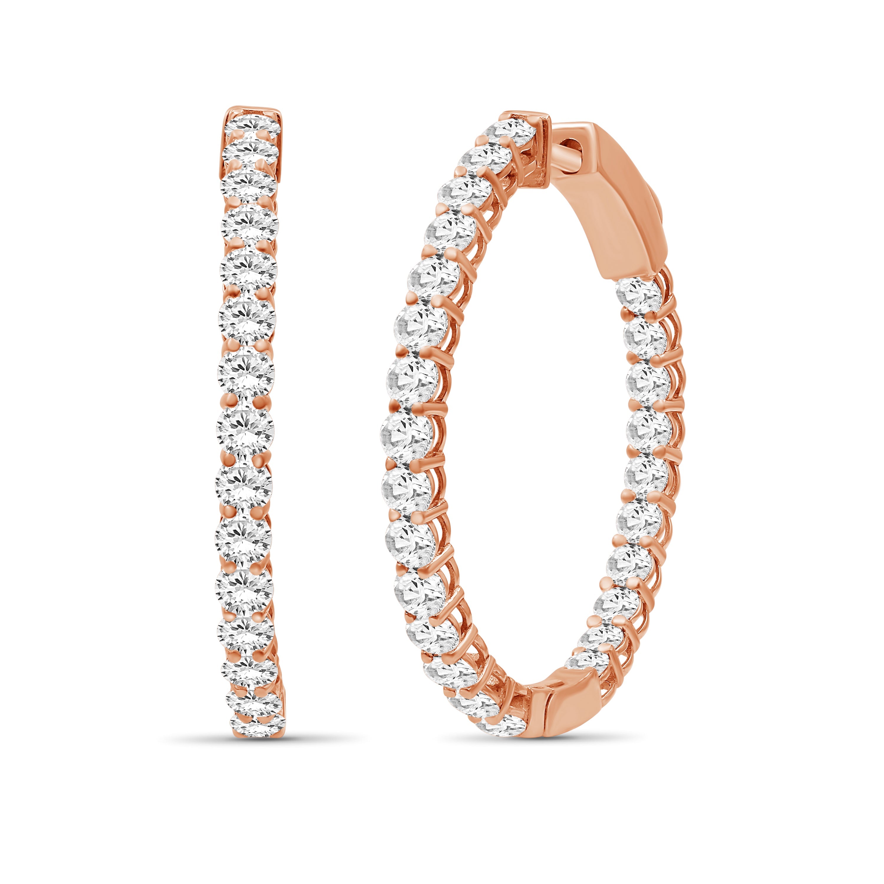 Venturant 5.00-10.00 Carat T.W. Round-cut Lab Grown Diamond (F/VS+) 14K Gold Hoop Earrings