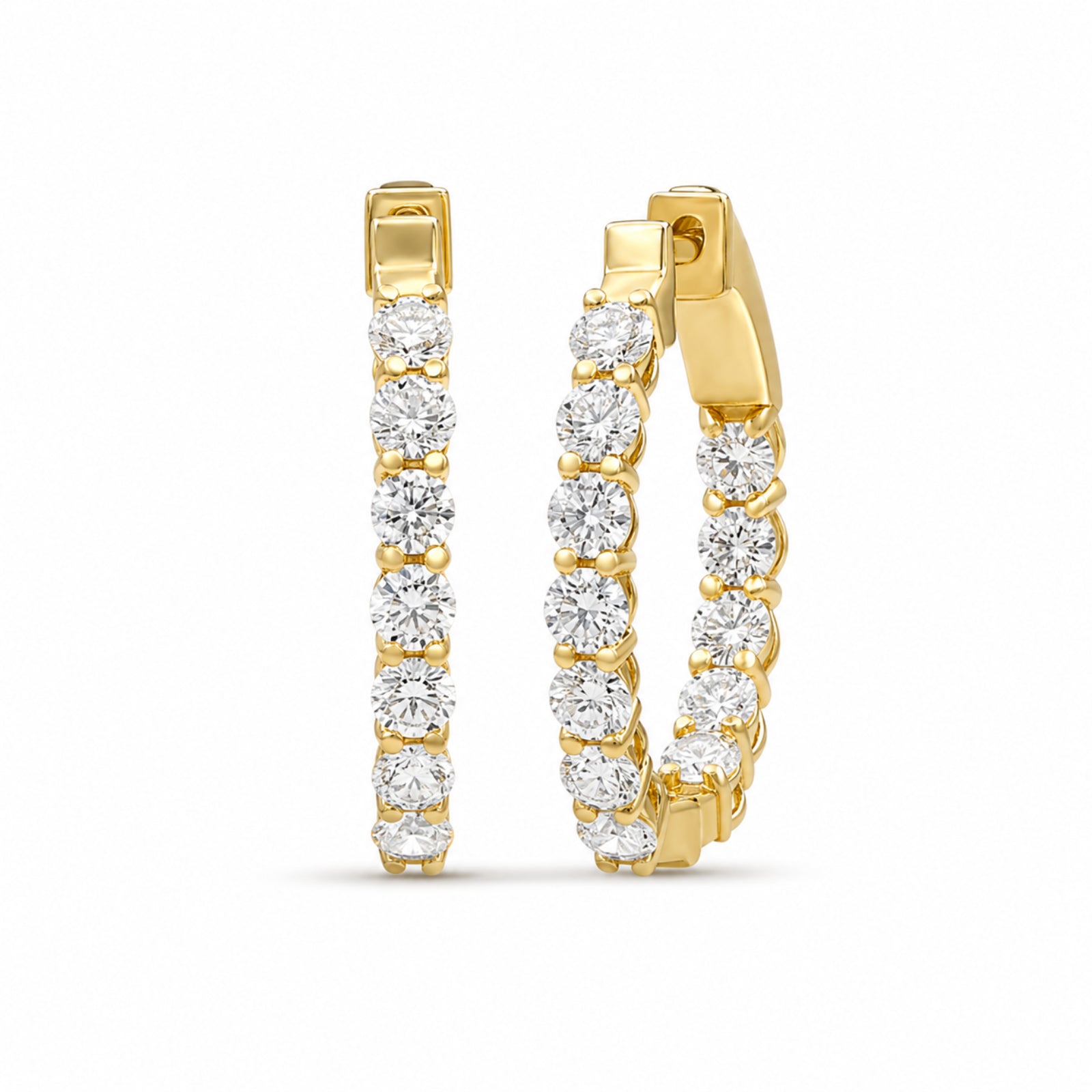 Venturant 1.00 - 3.00 Carat T.W. Round-cut Lab Grown Diamond (F/VS+) 14K Gold Hoop Earrings