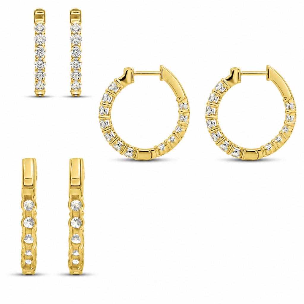 Venturant 1.00 - 3.00 Carat T.W. Round-cut Lab Grown Diamond (F/VS+) 14K Gold Hoop Earrings