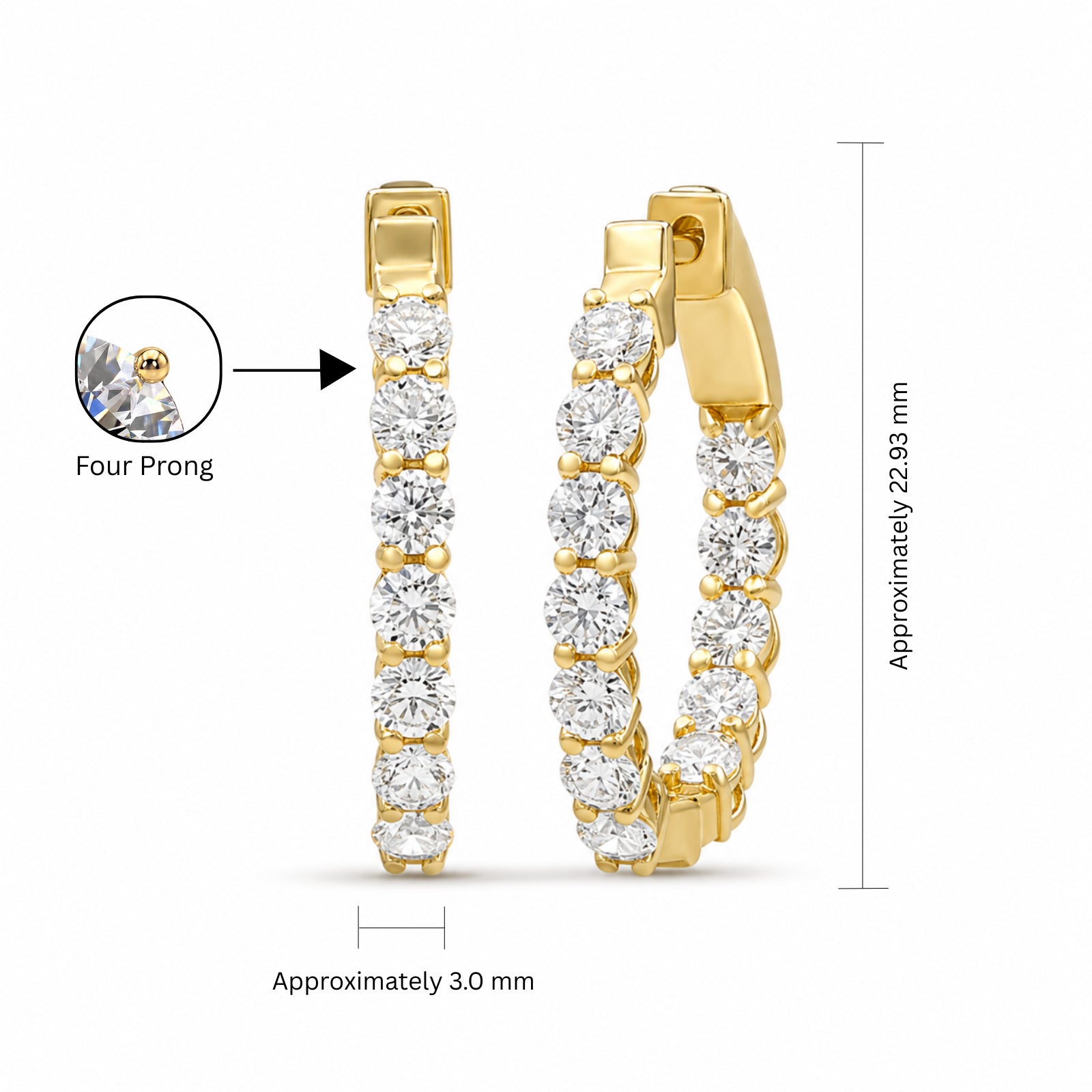 Venturant 1.00 - 3.00 Carat T.W. Round-cut Lab Grown Diamond (F/VS+) 14K Gold Hoop Earrings