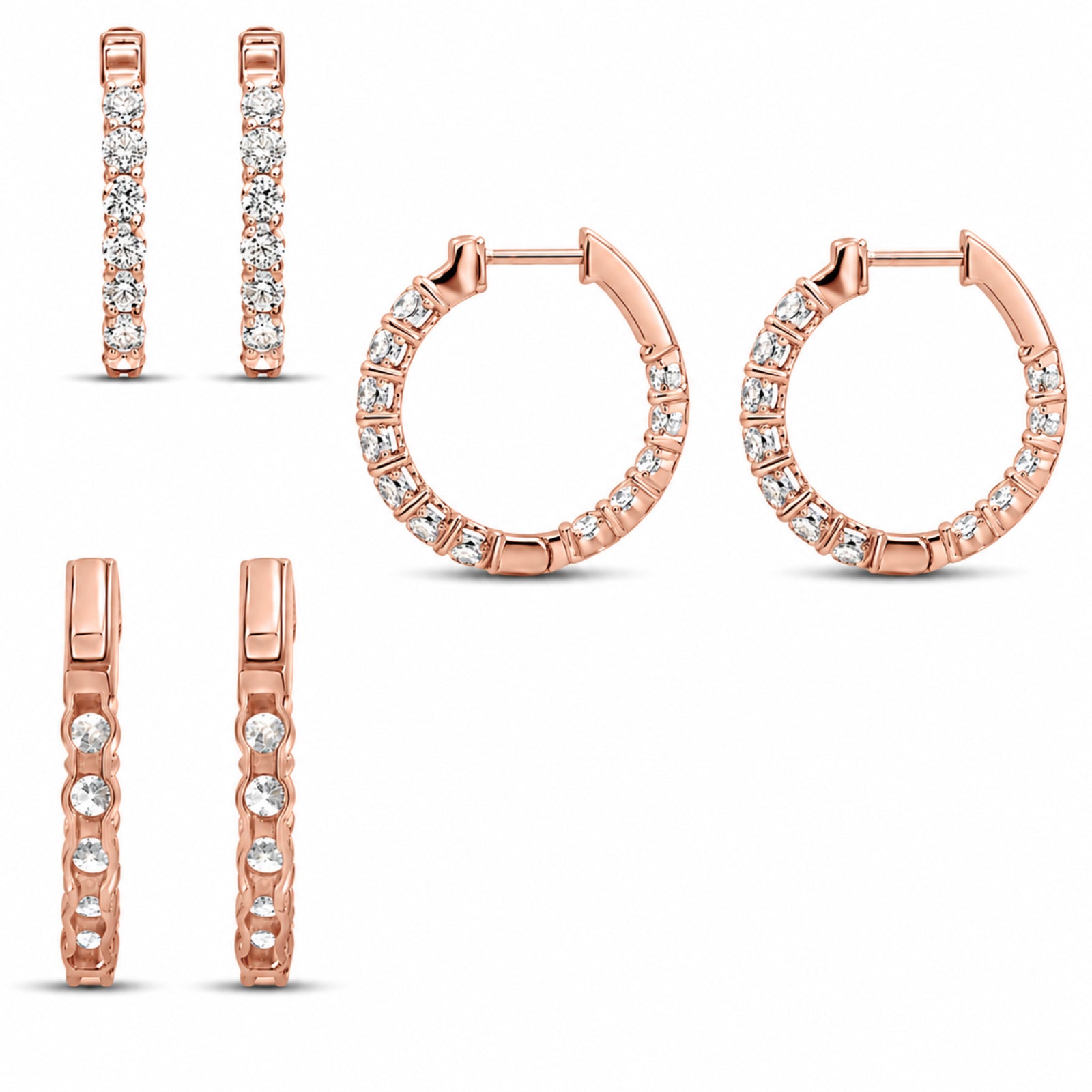 Venturant 1.00 - 3.00 Carat T.W. Round-cut Lab Grown Diamond (F/VS+) 14K Gold Hoop Earrings