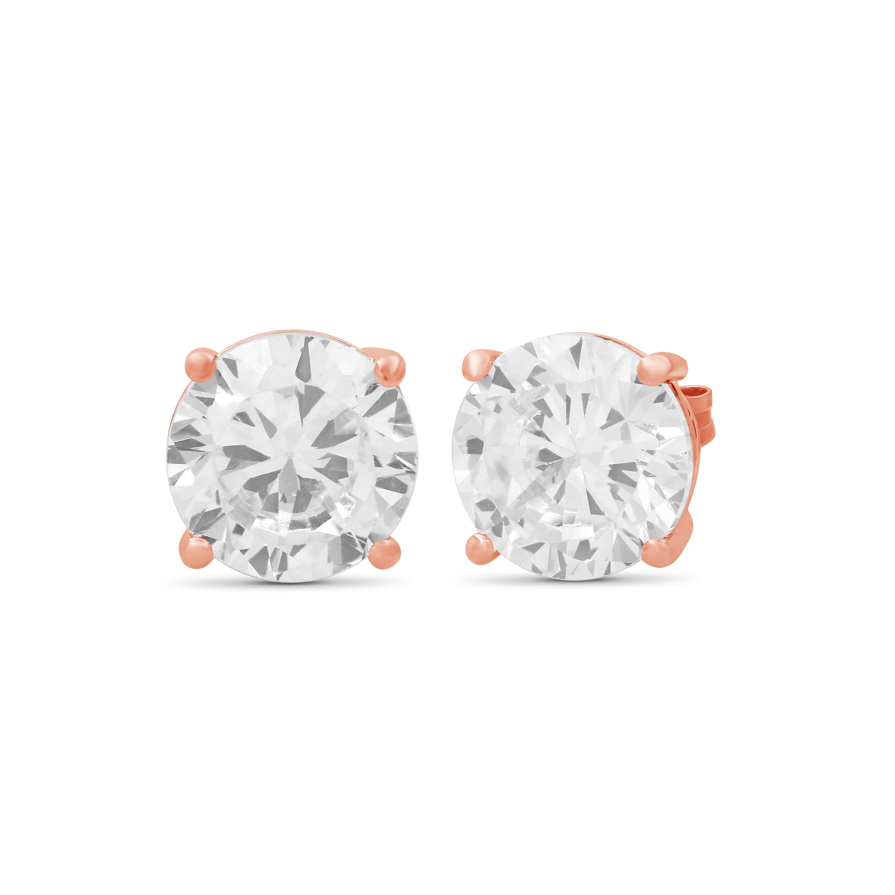 Venturant 7.00 - 12.00 Carat T.W. Round-cut Lab Grown Diamond (F/VS+) Stud Earrings with Double Notch Post & Screwback