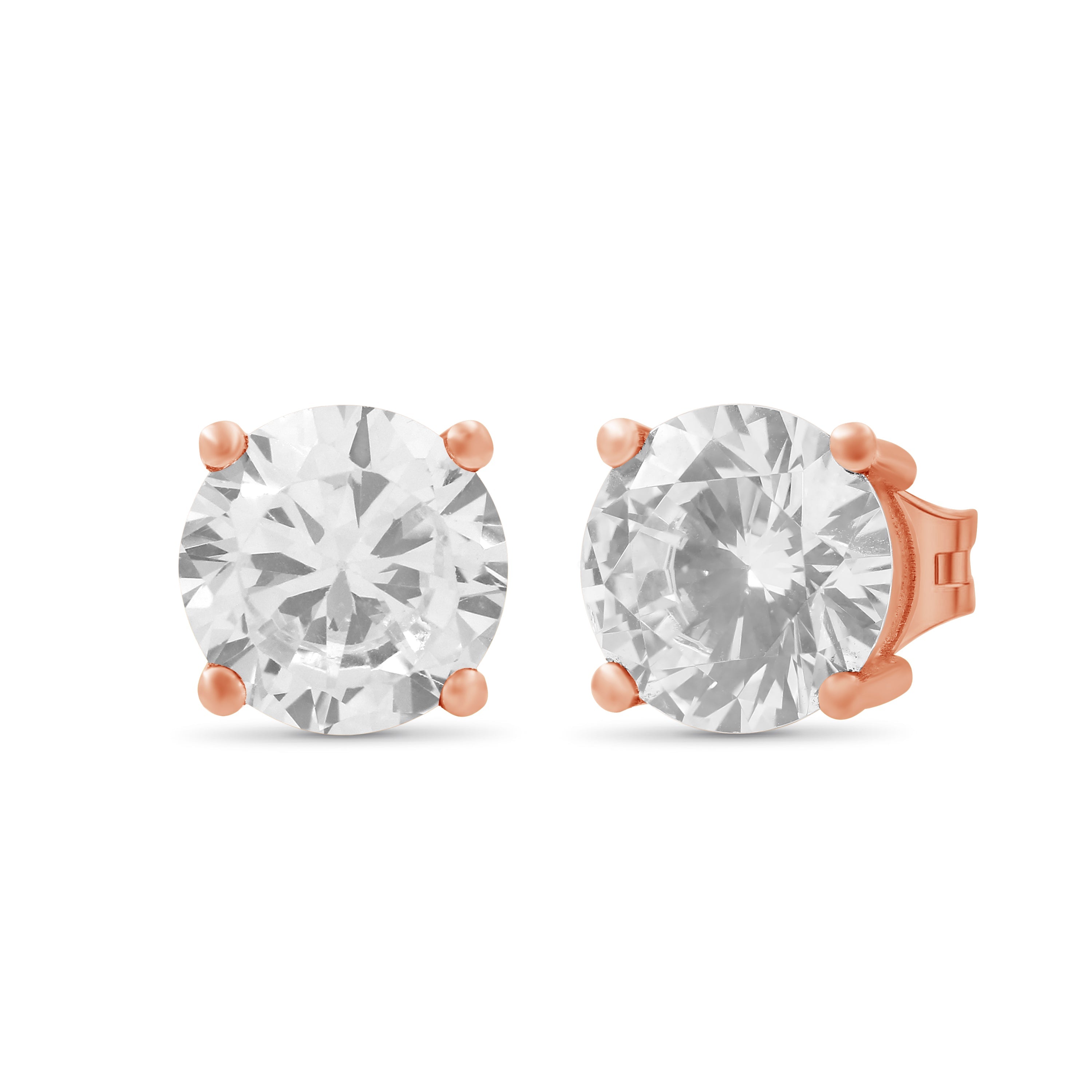 Venturant 7.00 - 12.00 Carat T.W. Round-cut Lab Grown Diamond (F/VS+) Stud Earrings with Double Notch Post & Screwback