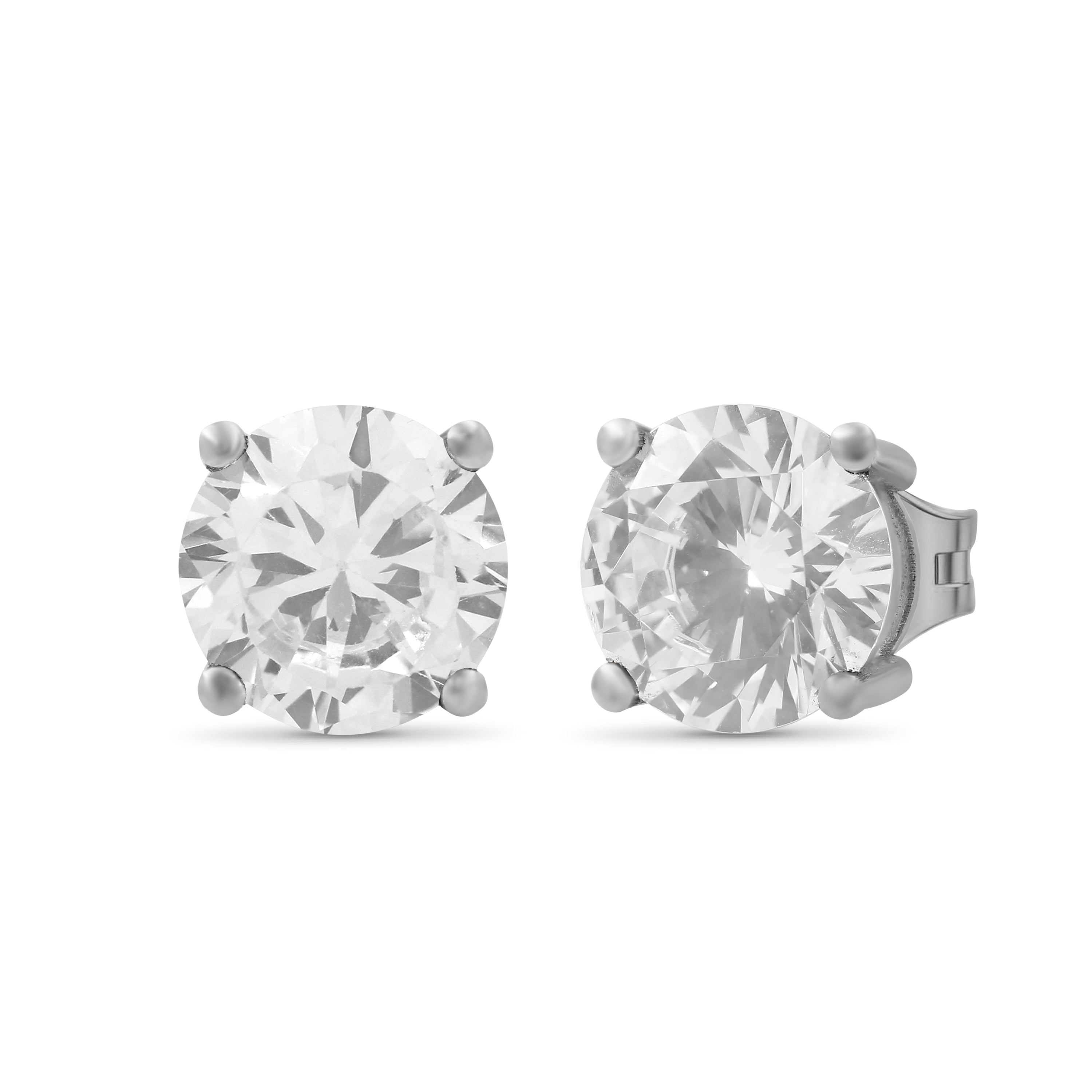 Venturant 7.00 - 12.00 Carat T.W. Round-cut Lab Grown Diamond (F/VS+) Stud Earrings with Double Notch Post & Screwback