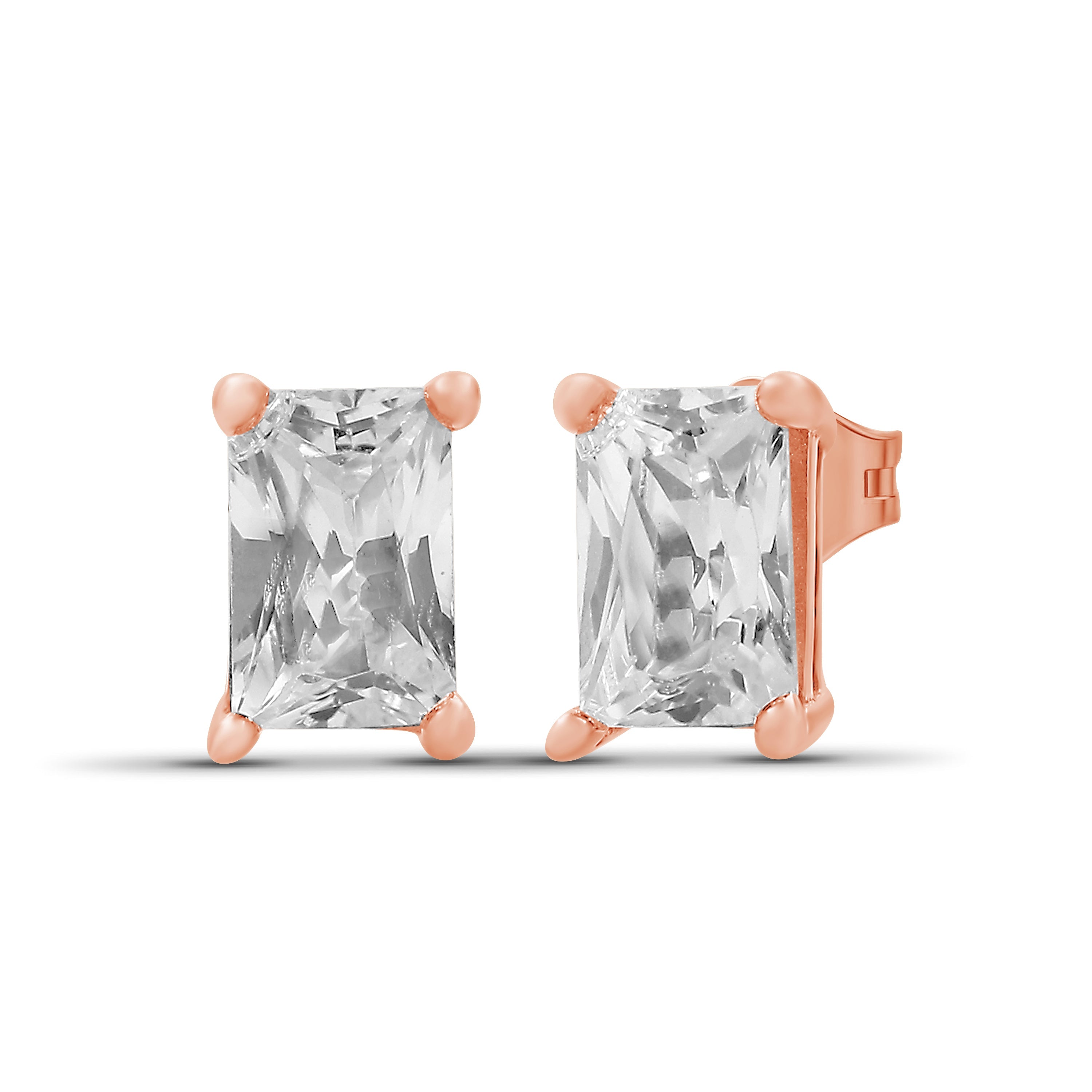 Venturant 1.00 - 3.00 Carat T.W. Emerald-cut Lab Grown Diamond (F/VS+) Stud Earrings with Double Notch Post & Pushback
