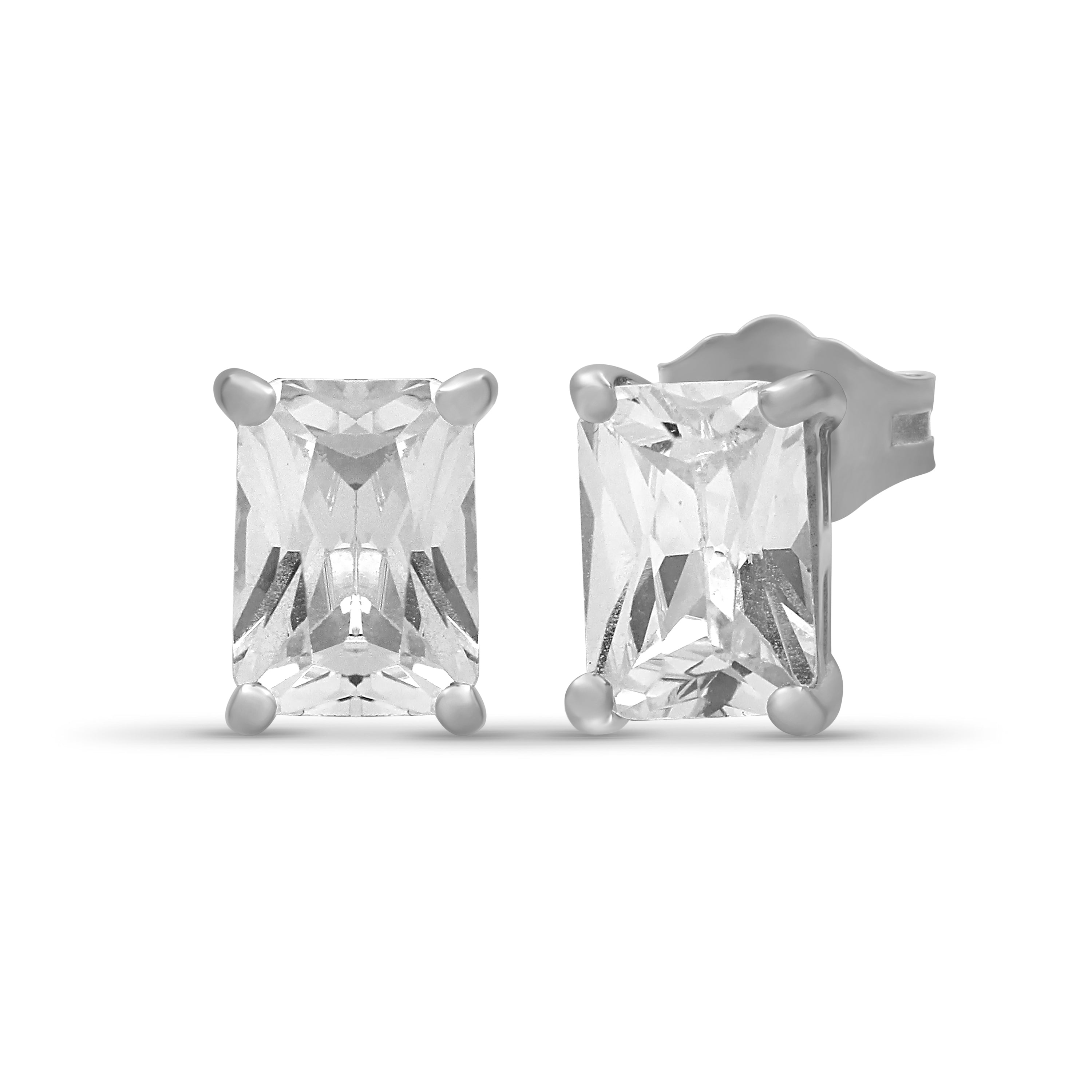 Venturant 1.00 - 3.00 Carat T.W. Emerald-cut Lab Grown Diamond (F/VS+) Stud Earrings with Double Notch Post & Pushback