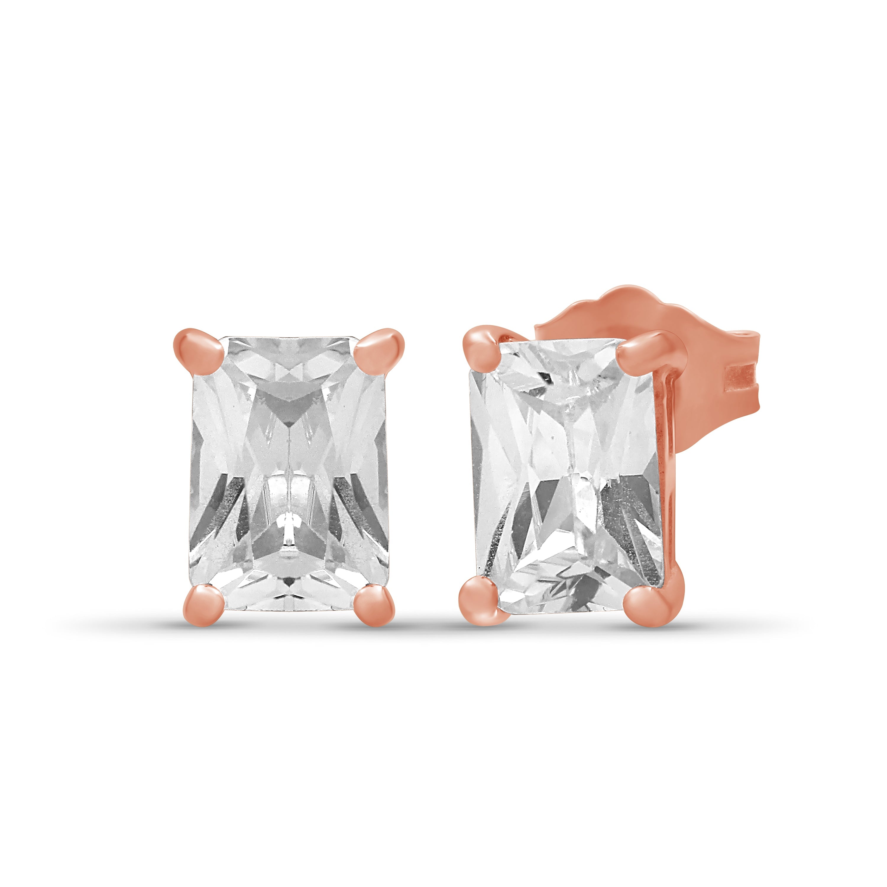 Venturant 1.00 - 3.00 Carat T.W. Emerald-cut Lab Grown Diamond (F/VS+) Stud Earrings with Double Notch Post & Pushback