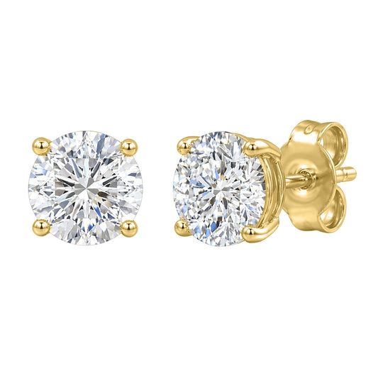 Venturant Lab Grown Diamond (F/VS+) 0.50 carat Round cut Gold over Silver Stud Earrings