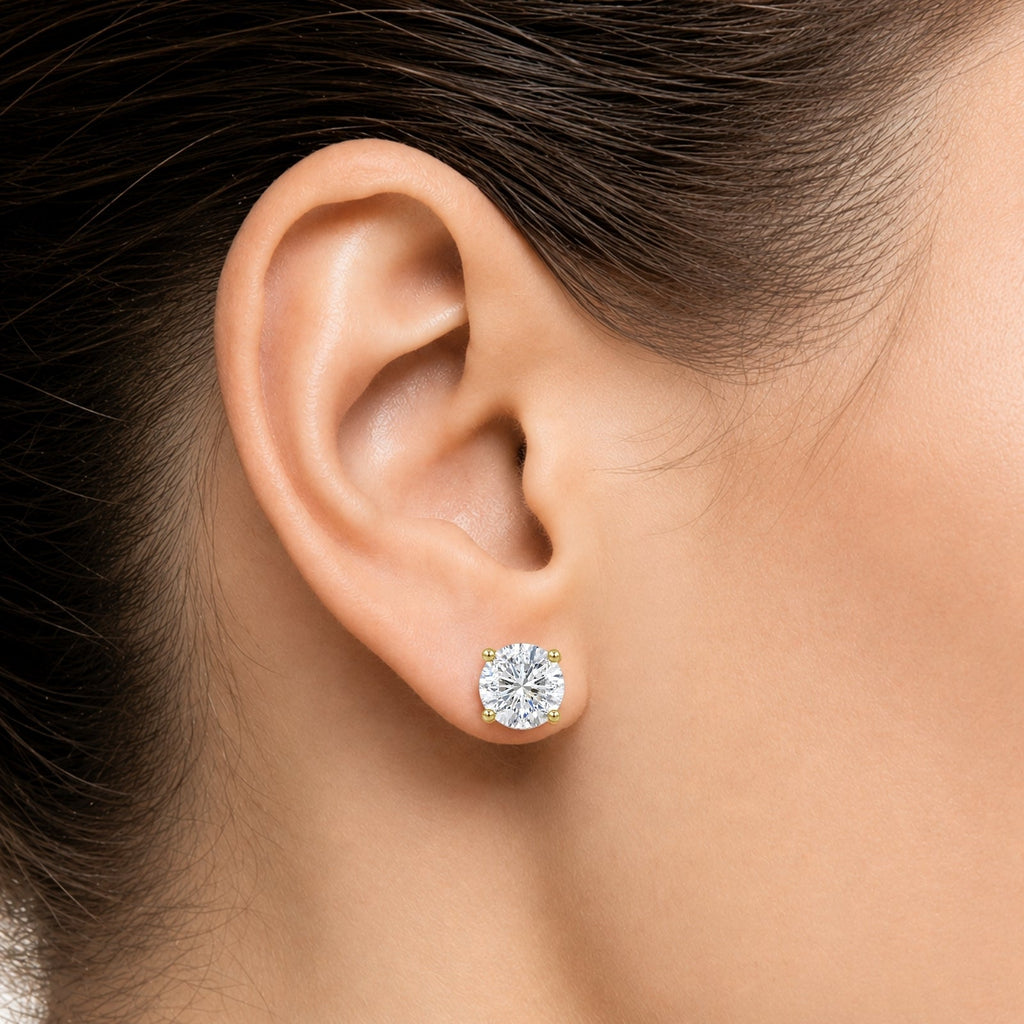 Venturant Lab Grown Diamond (F/VS+) 0.50 carat Round cut Gold over Silver Stud Earrings